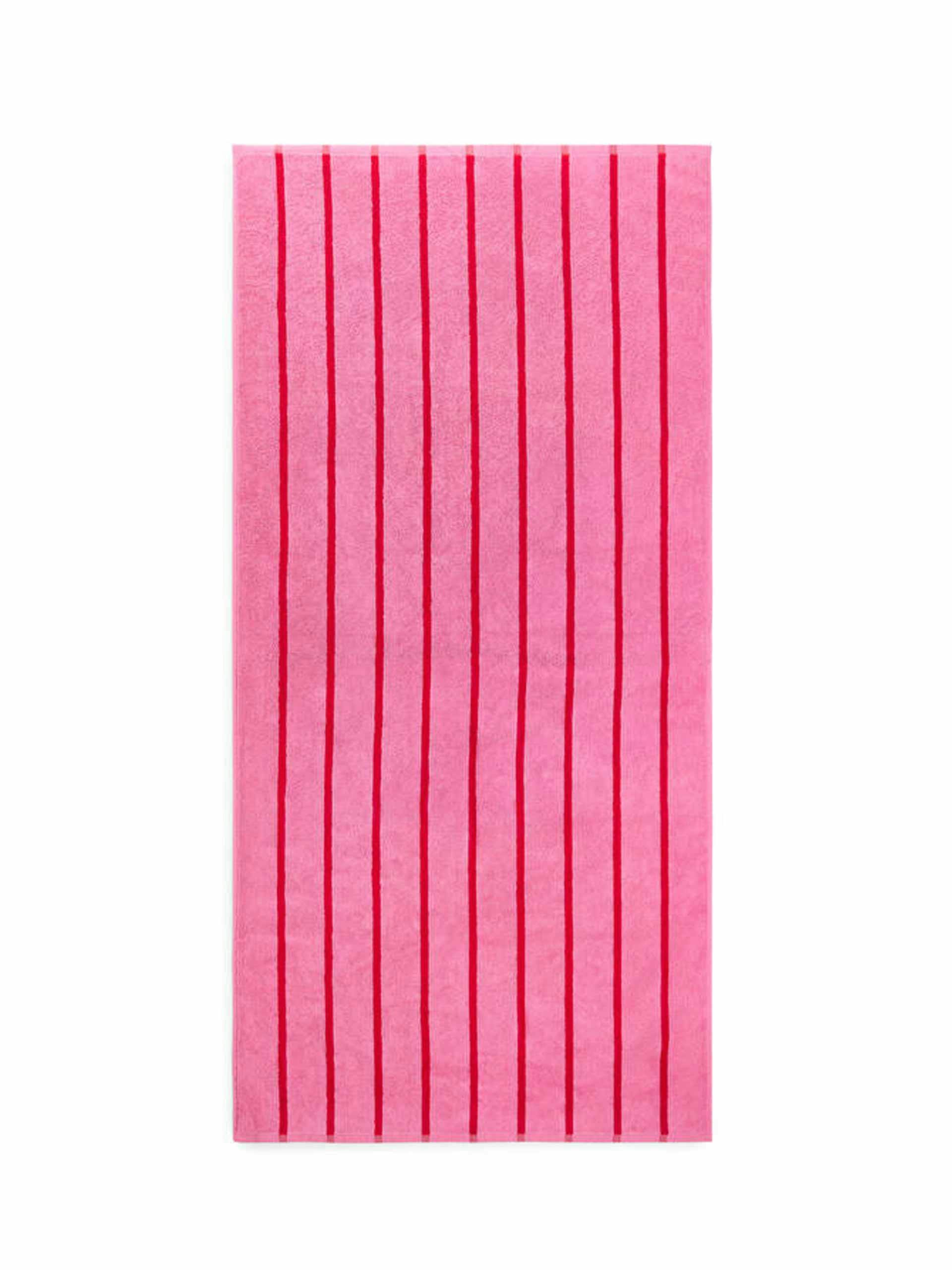 Pink and red stripe bath towel