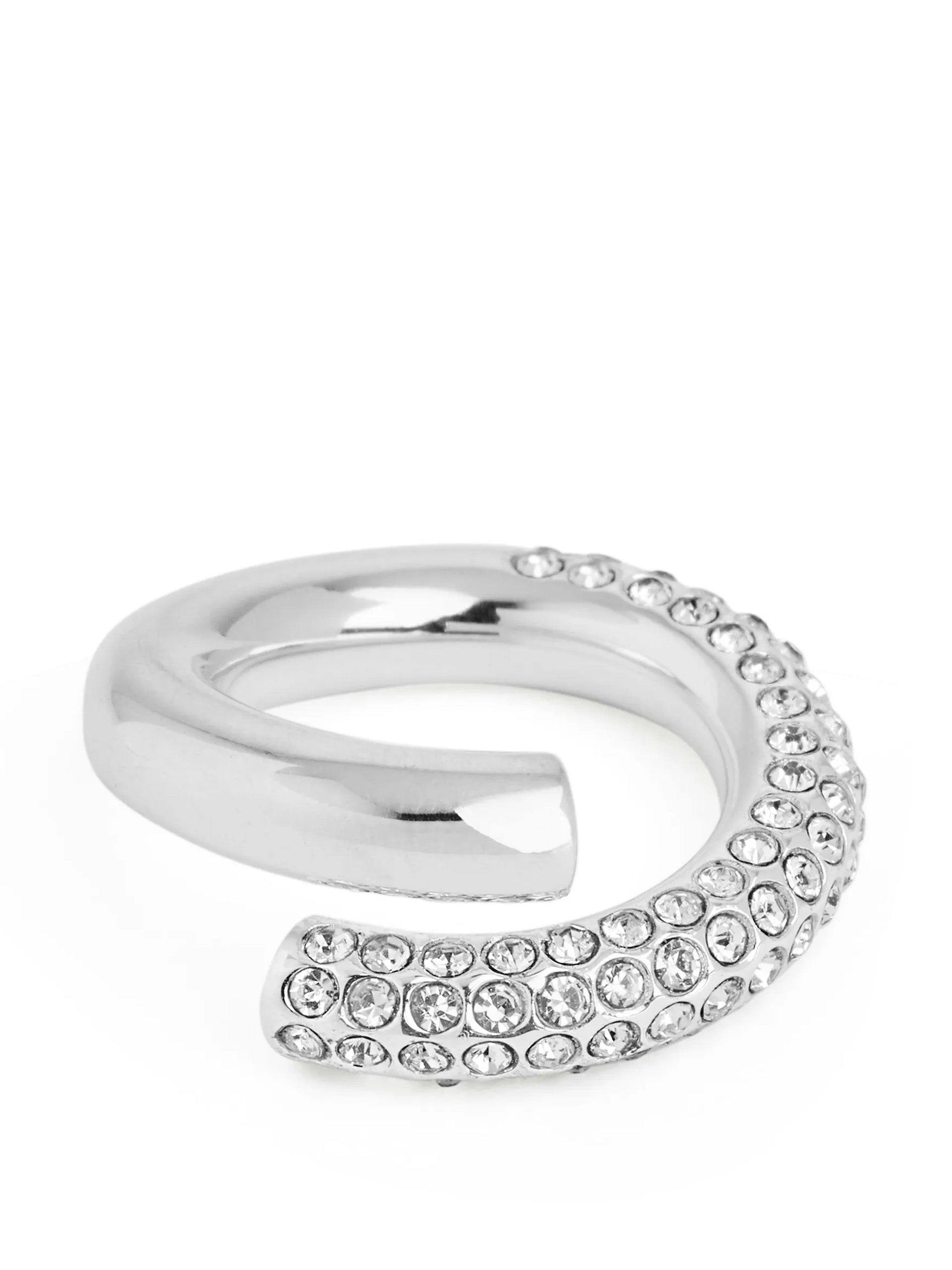Silver-plated rhinestone ring