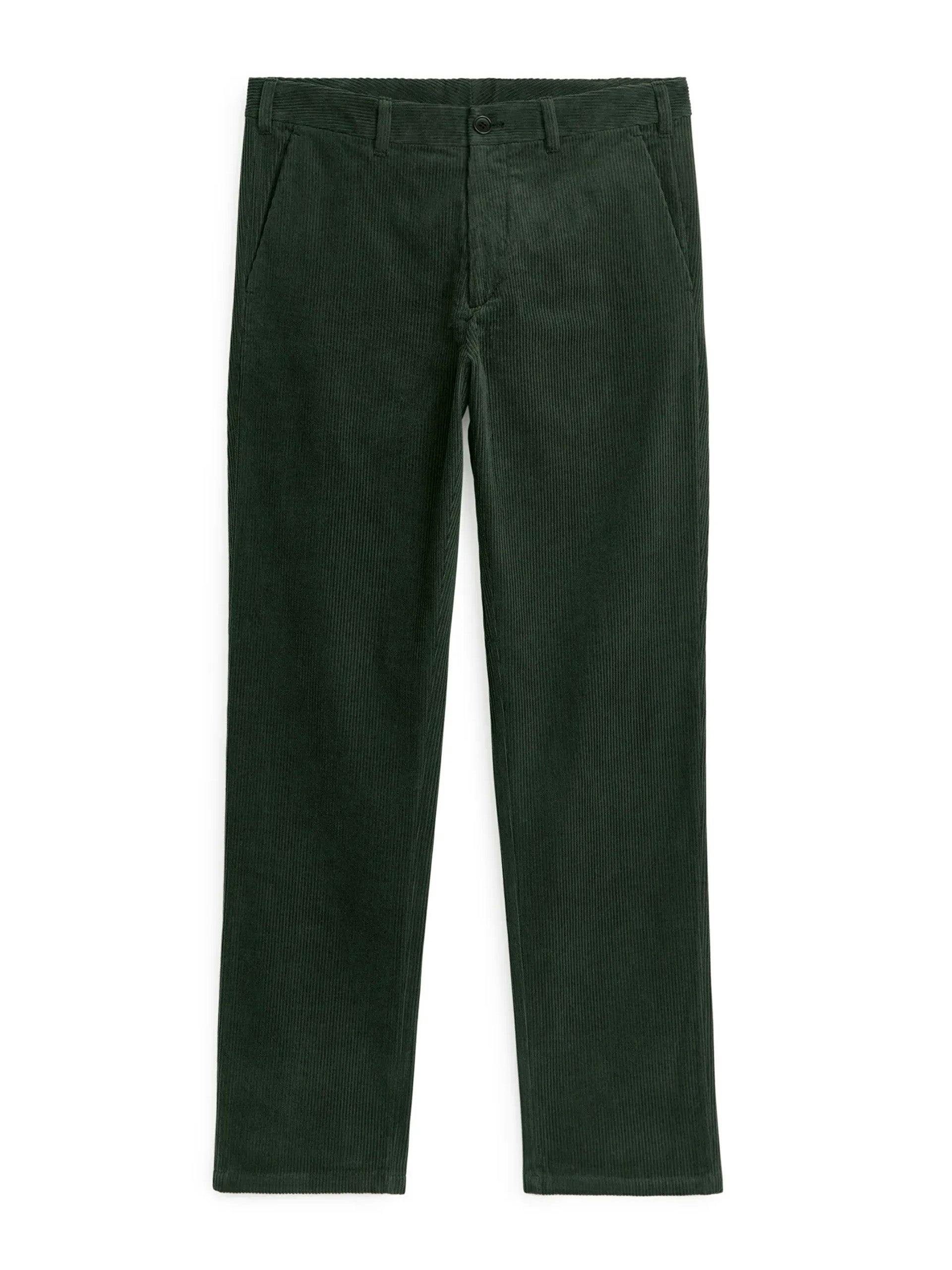 Green straight-fit corduroy trousers