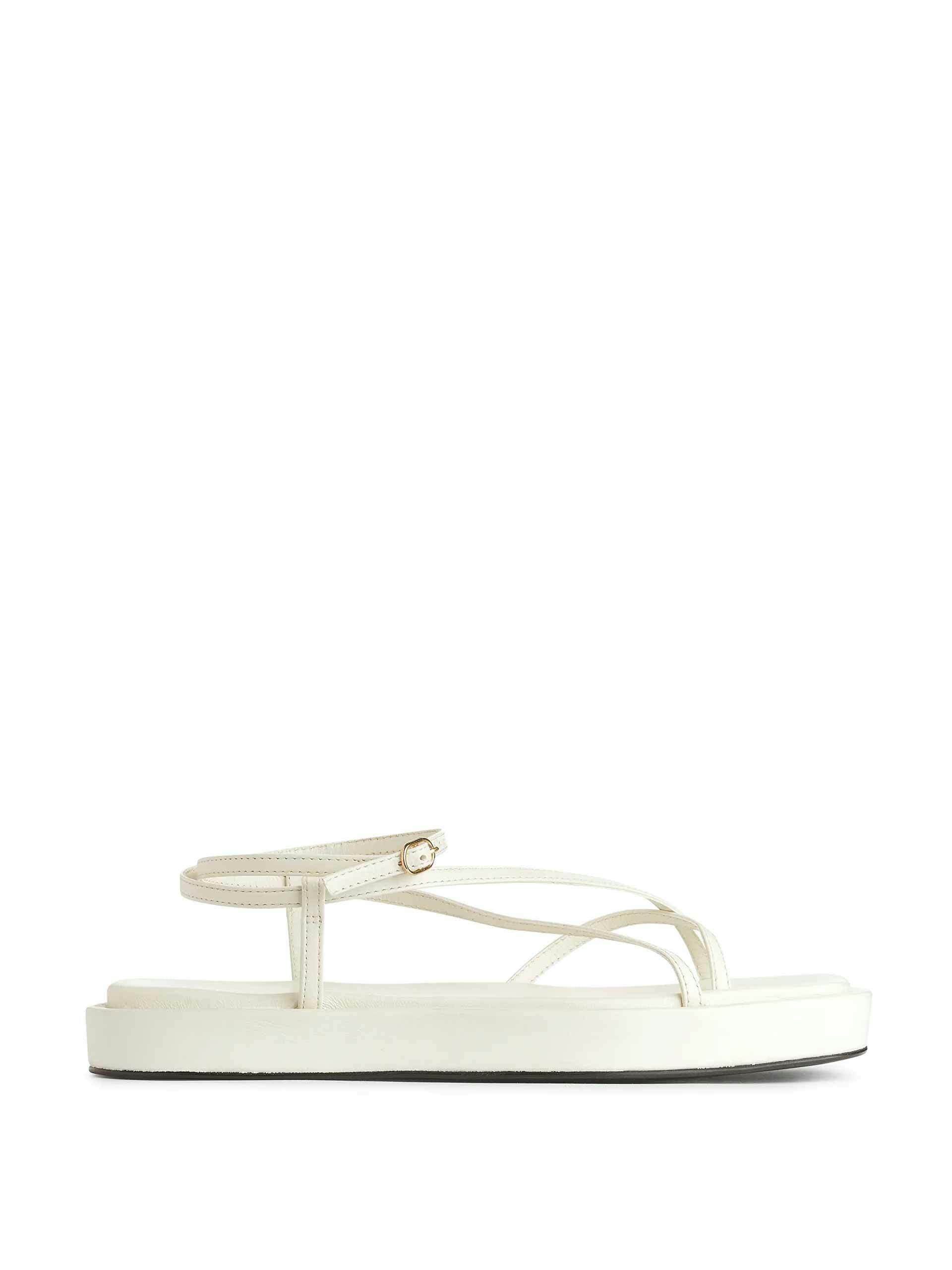 White leather strap sandals