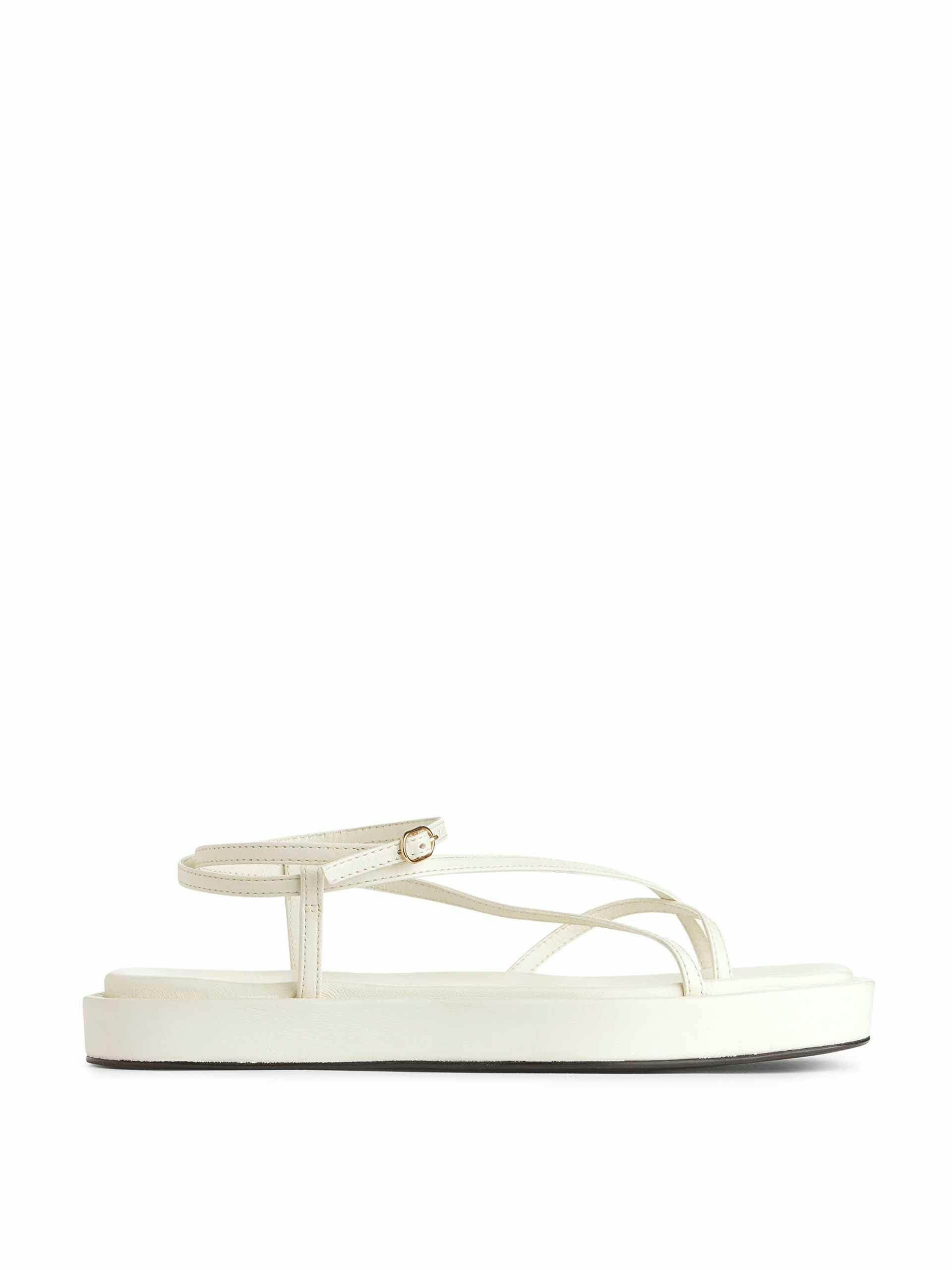 White leather strap sandals