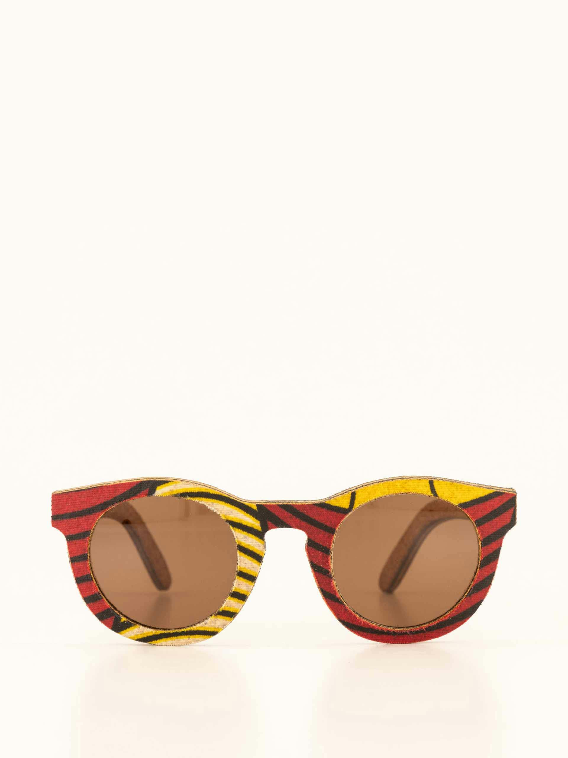 Red and yellow print cork sunglasses