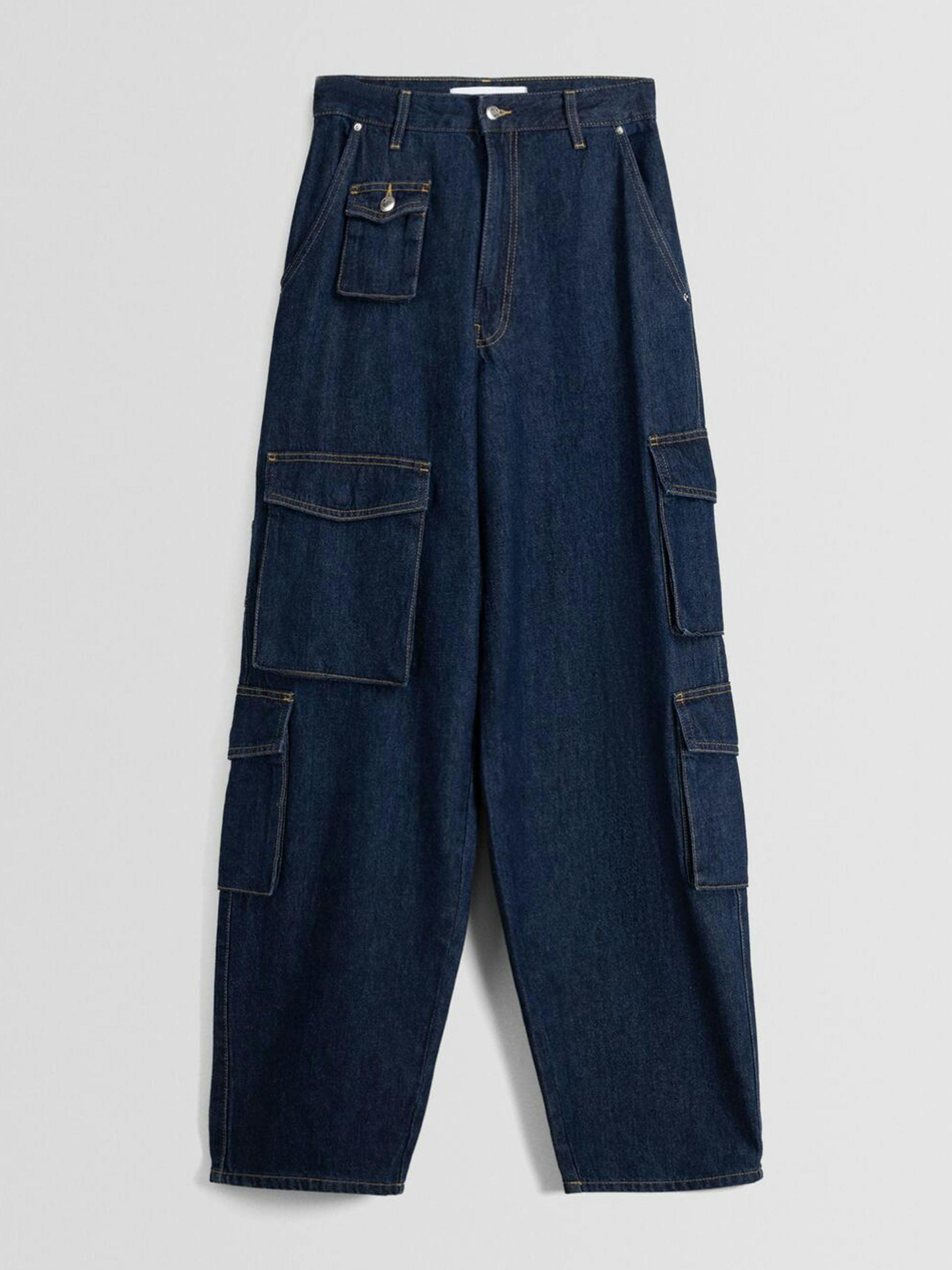 Faded-effect balloon cargo jeans