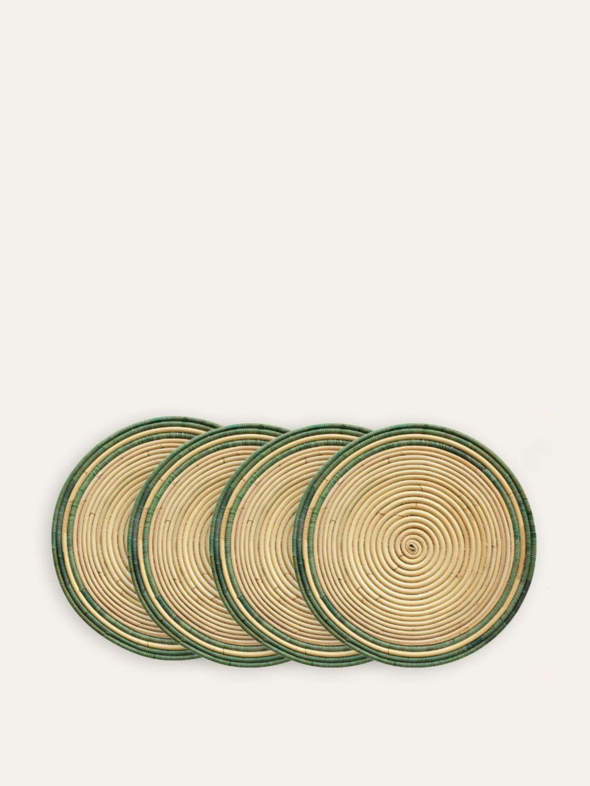 Handwoven circular rattan placemats (set of 4)