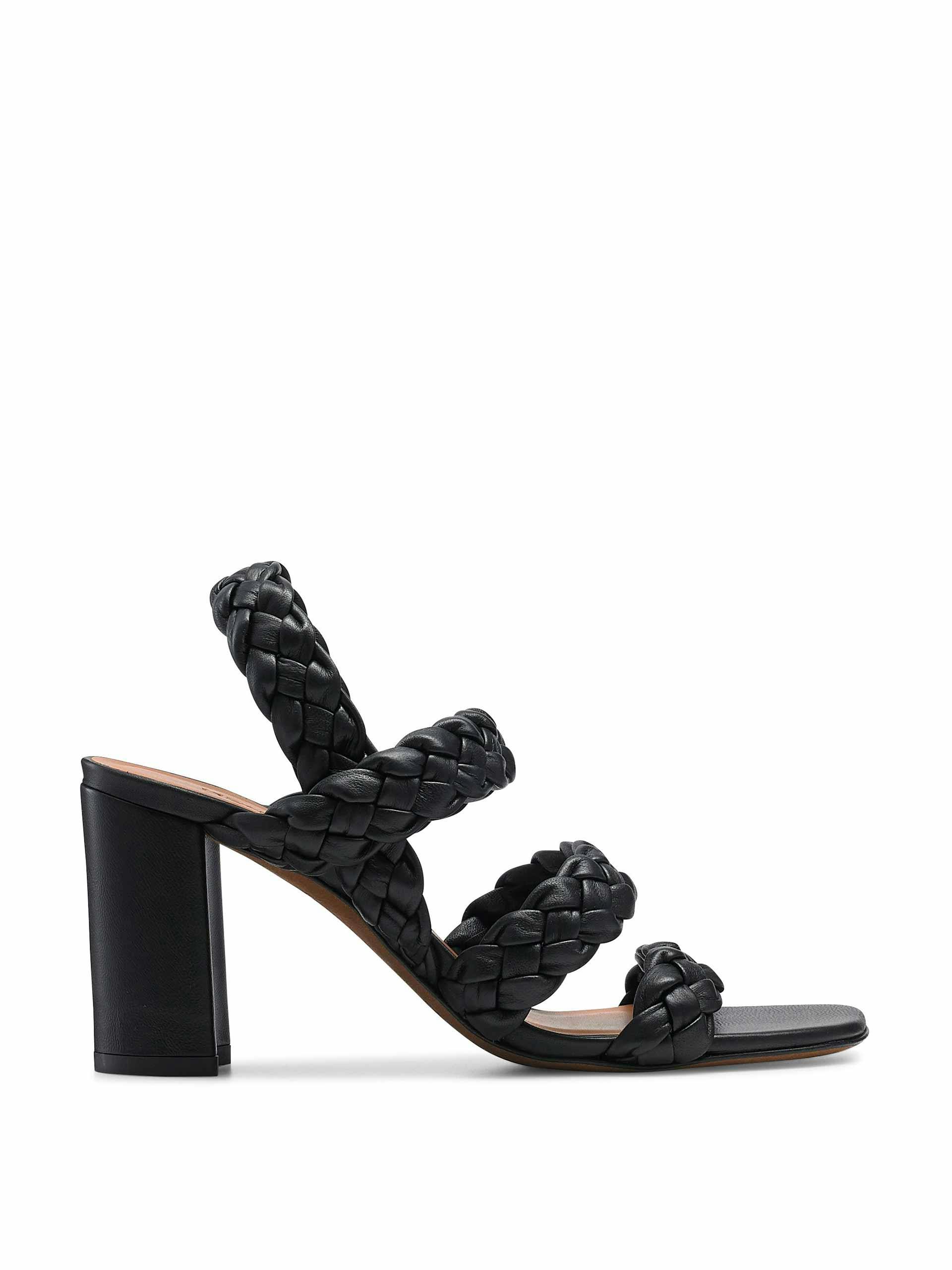 Black plaited-leather sandals