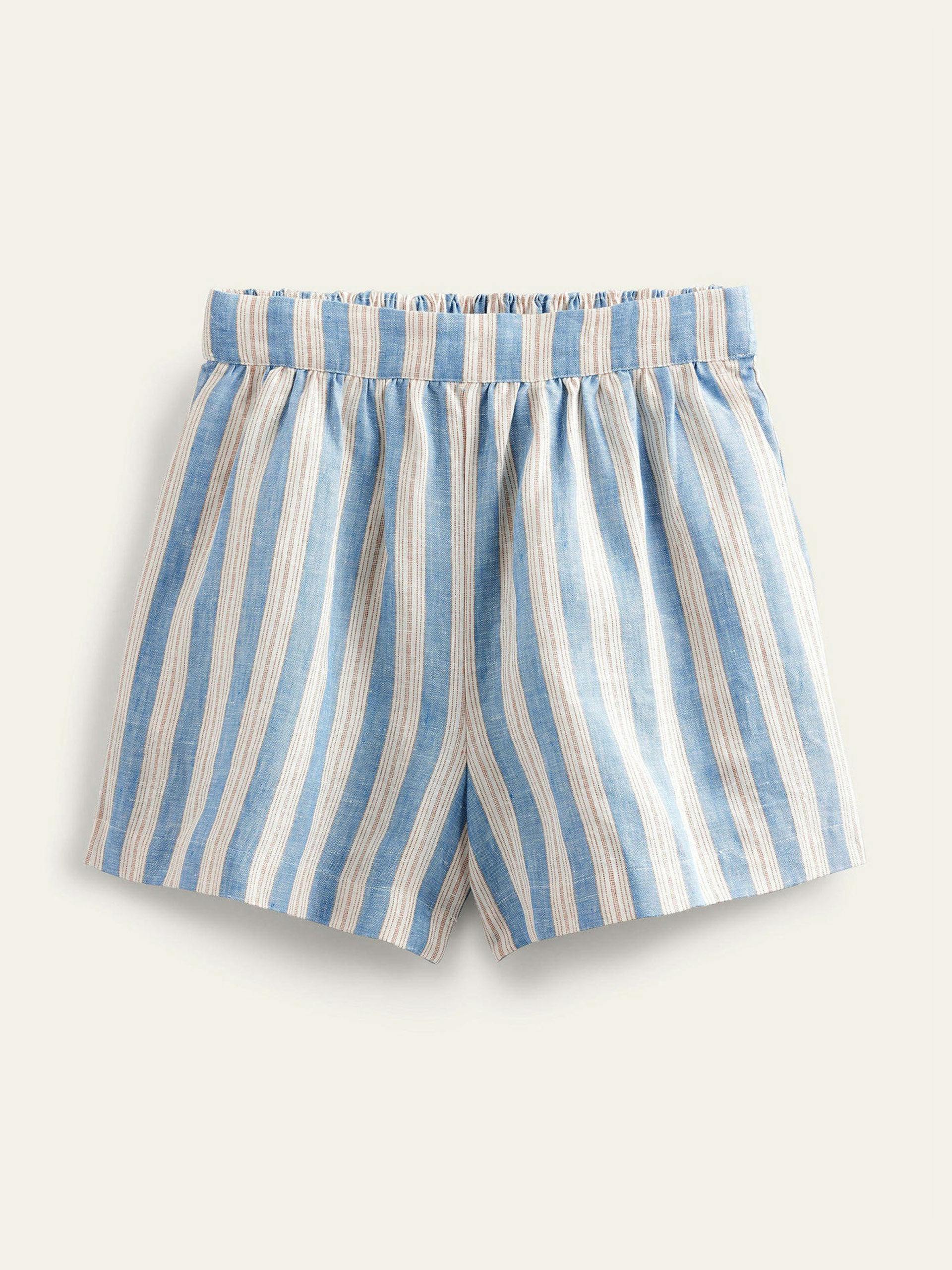 Blue stripe linen shorts