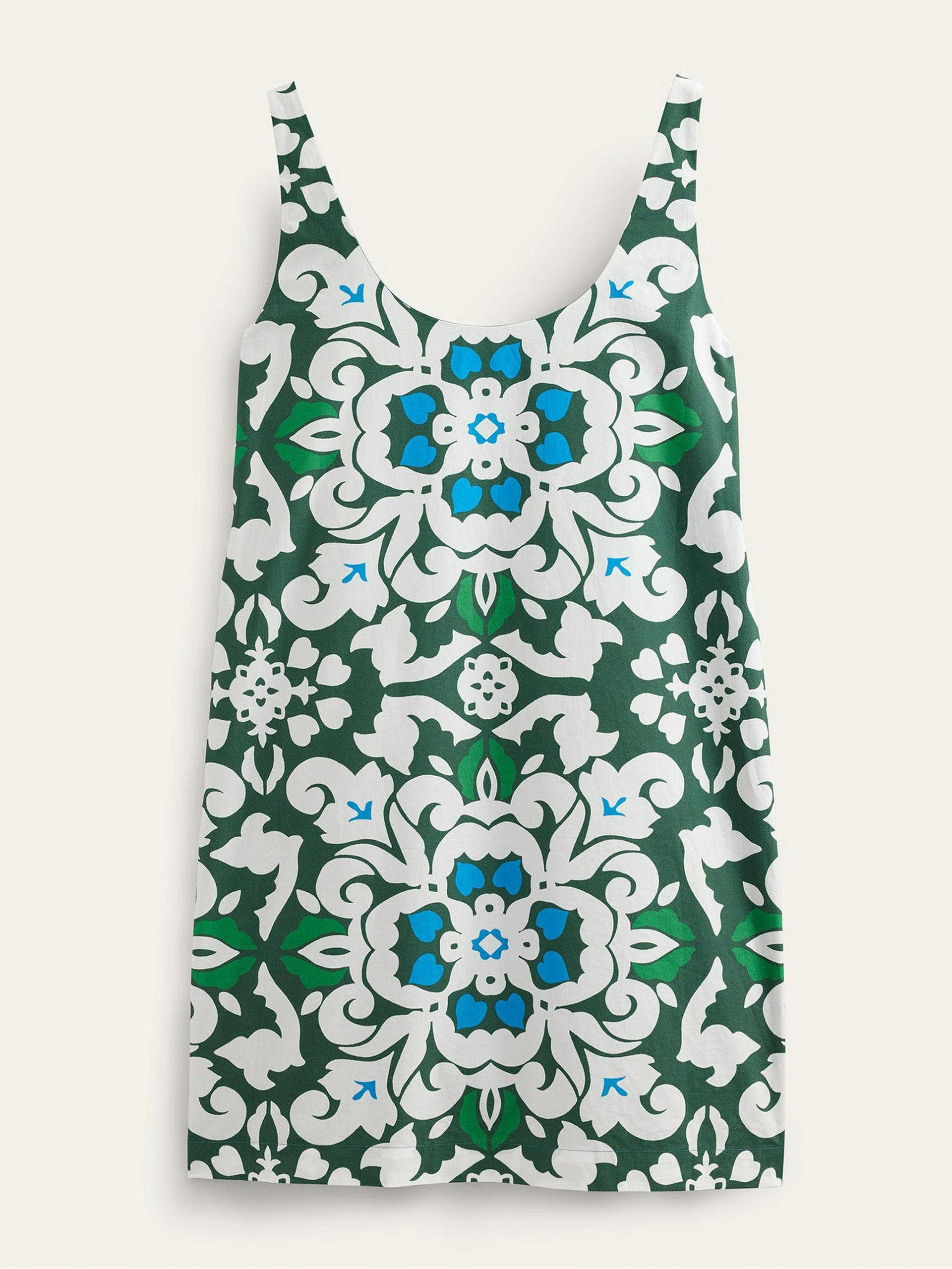 Green floral-print scoop-neck shift dress