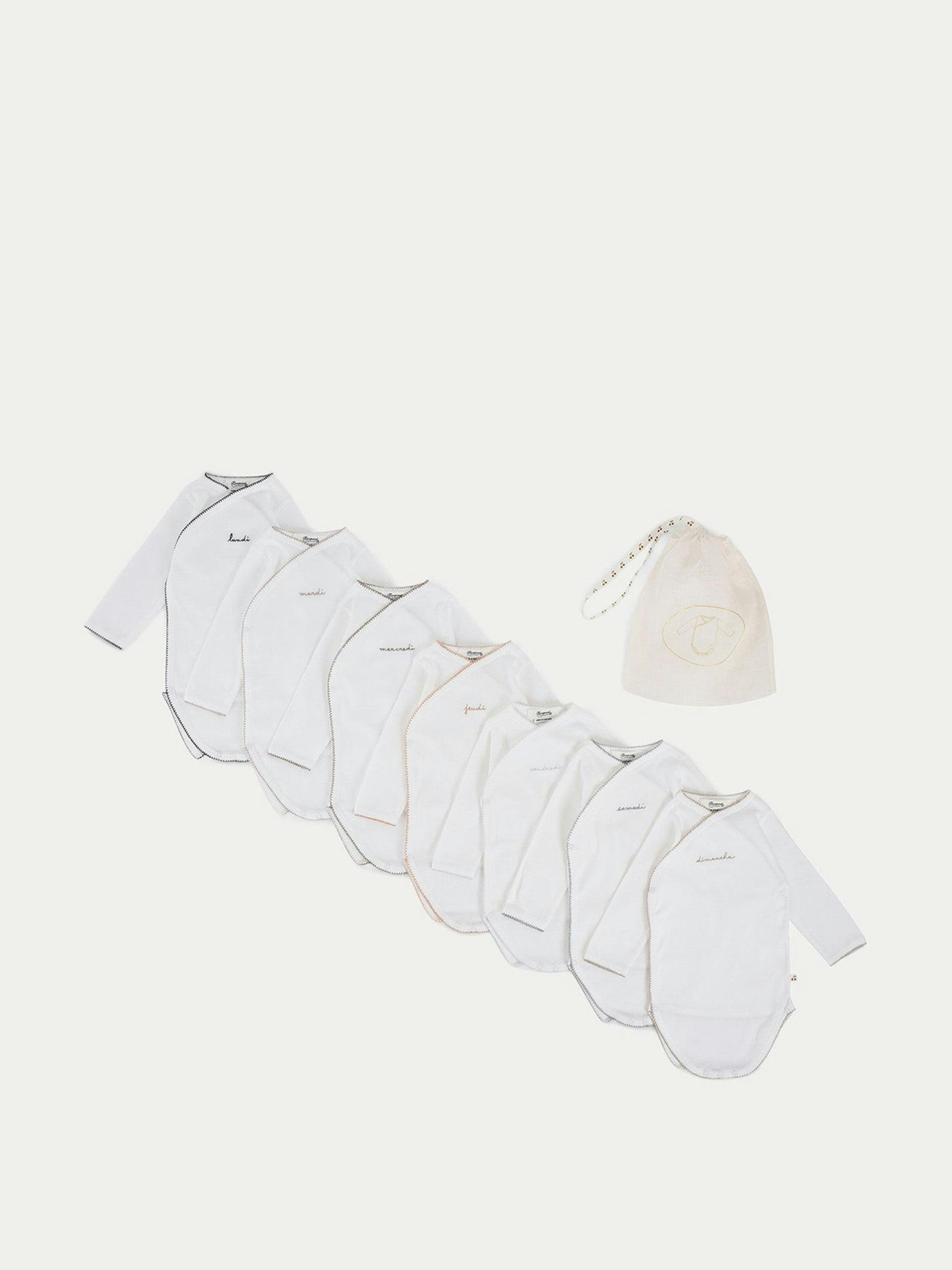 White crossover bodysuits (set of 7)