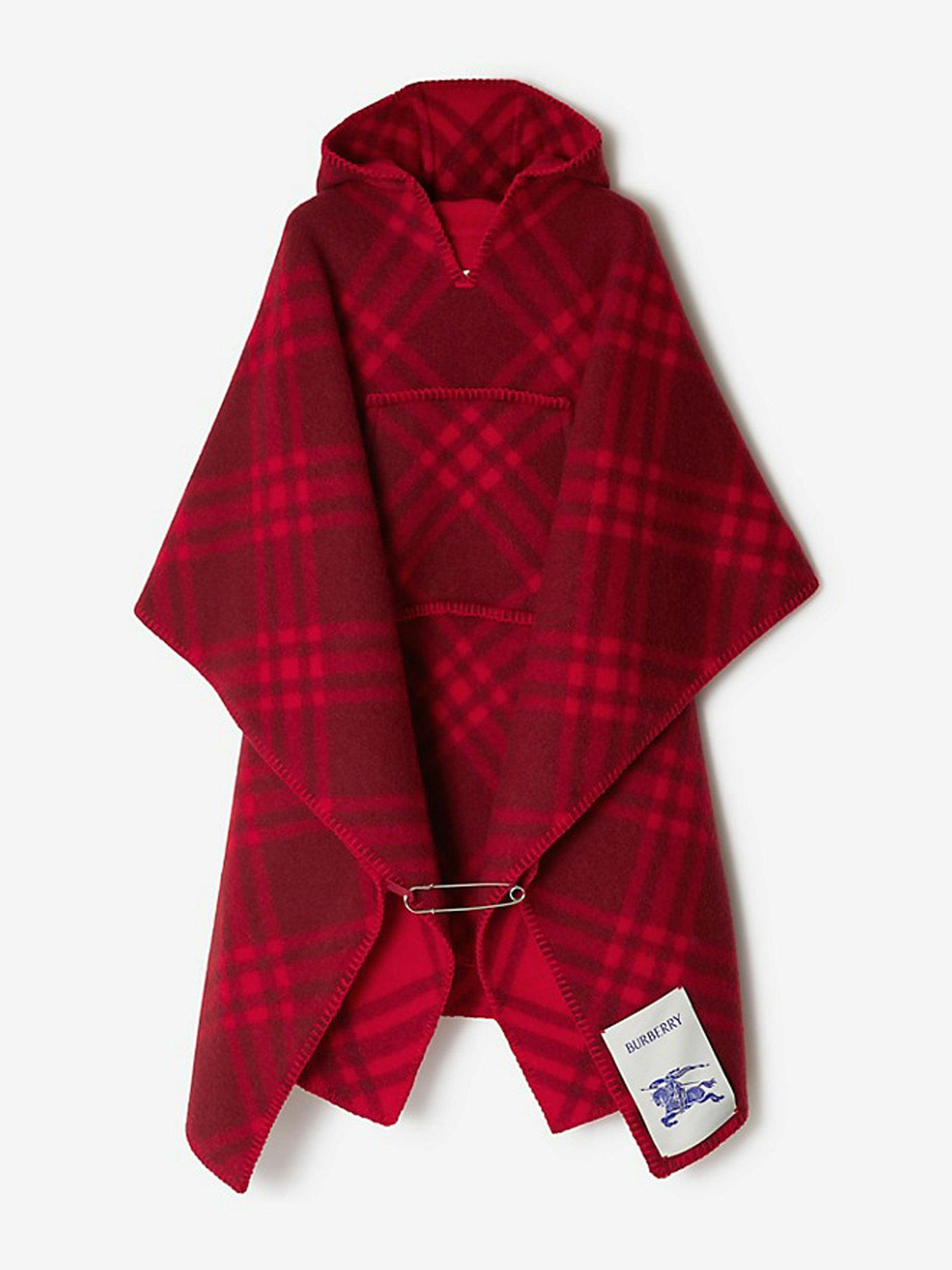 Check wool blanket cape