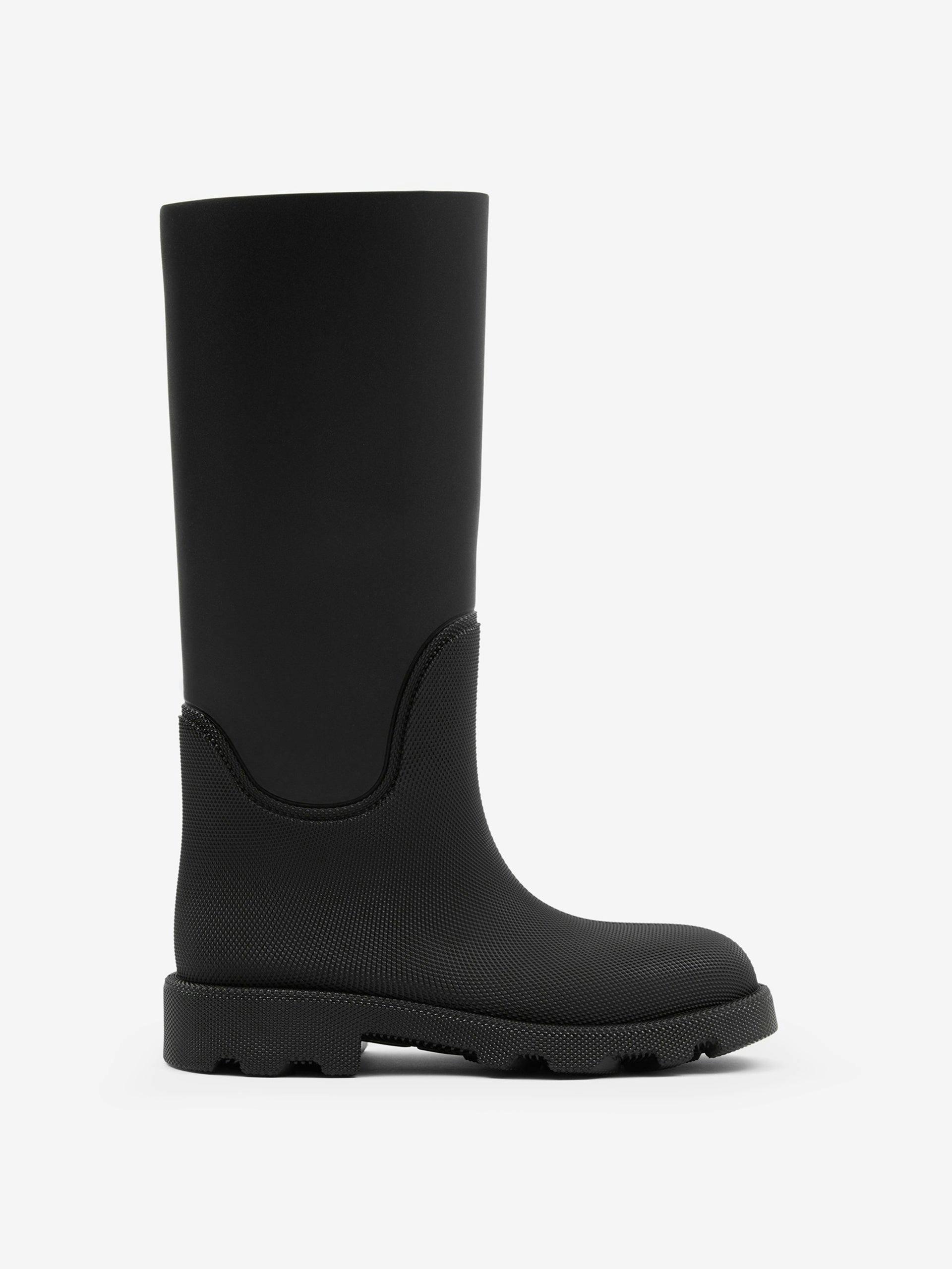 Black rubber high boots