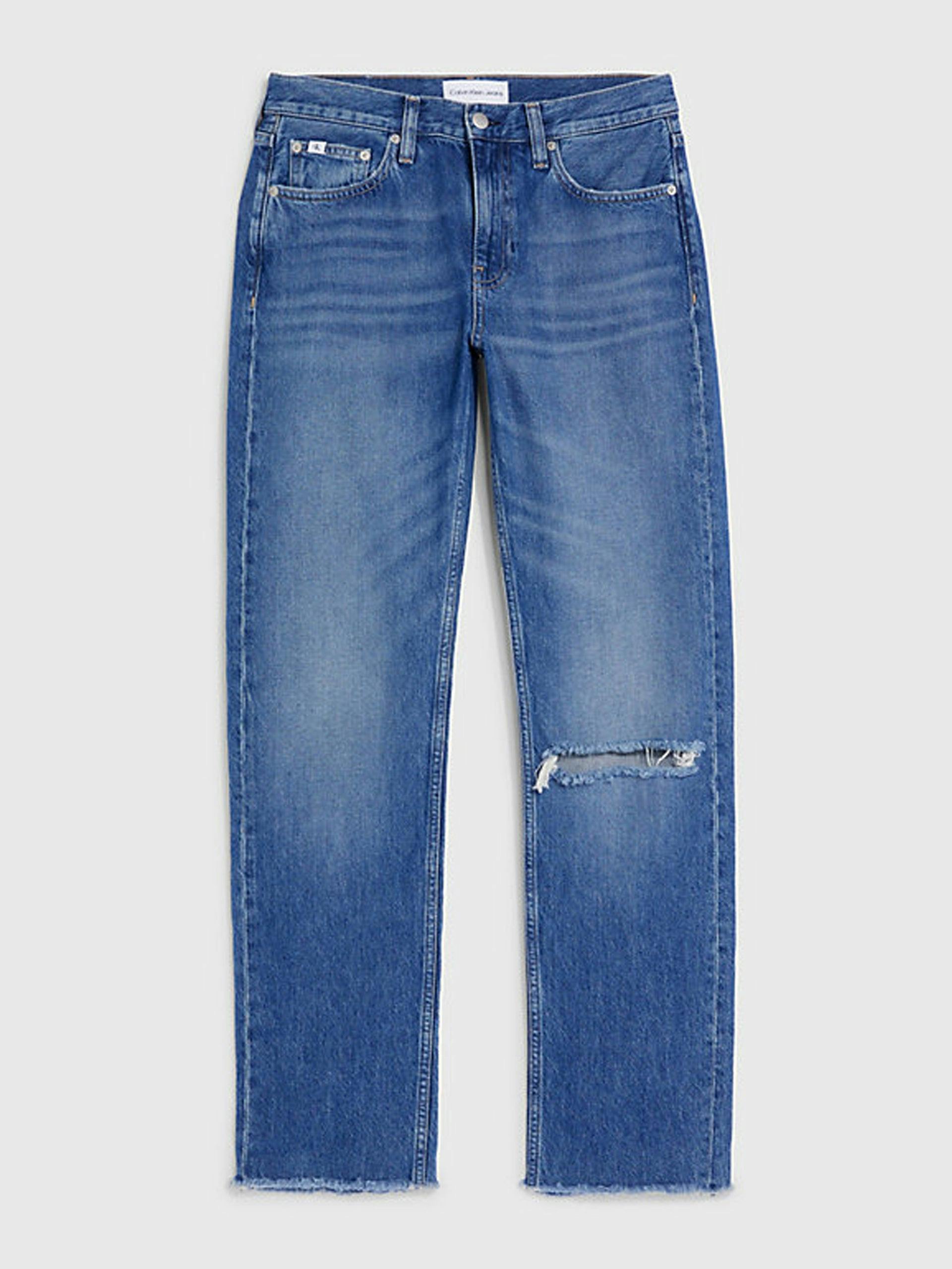 Blue low-rise straight jeans