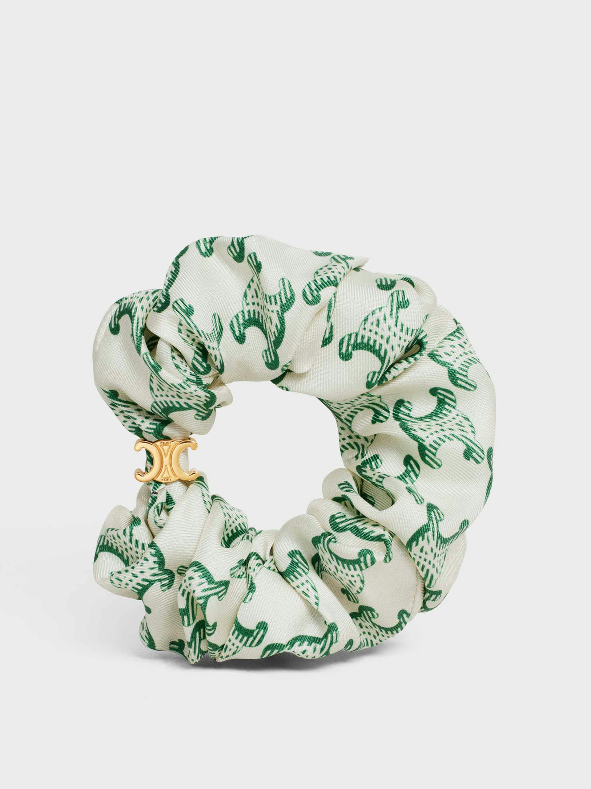 White and green silk scrunchie bracelet