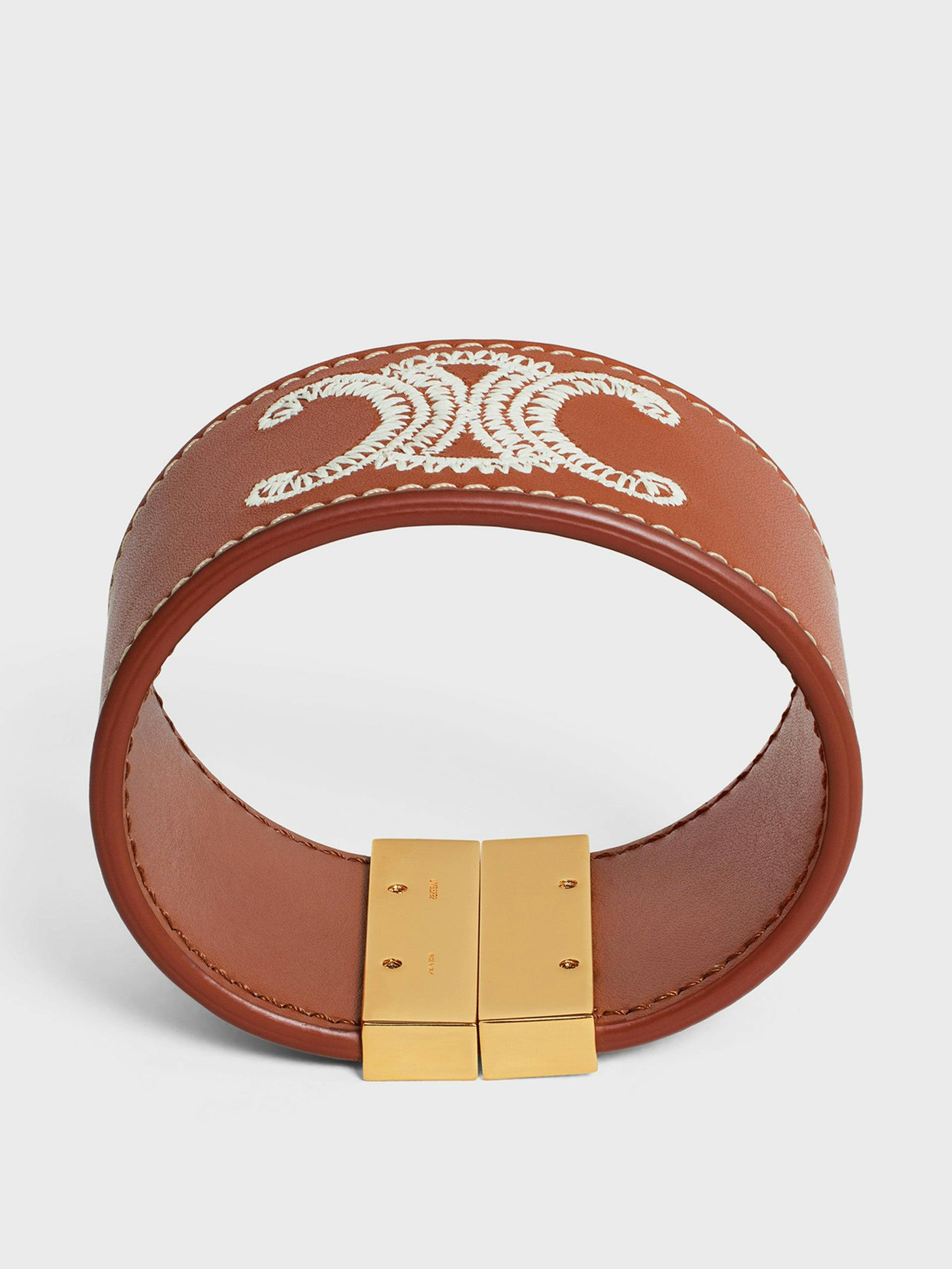 Triomphe embroidered leather bracelet