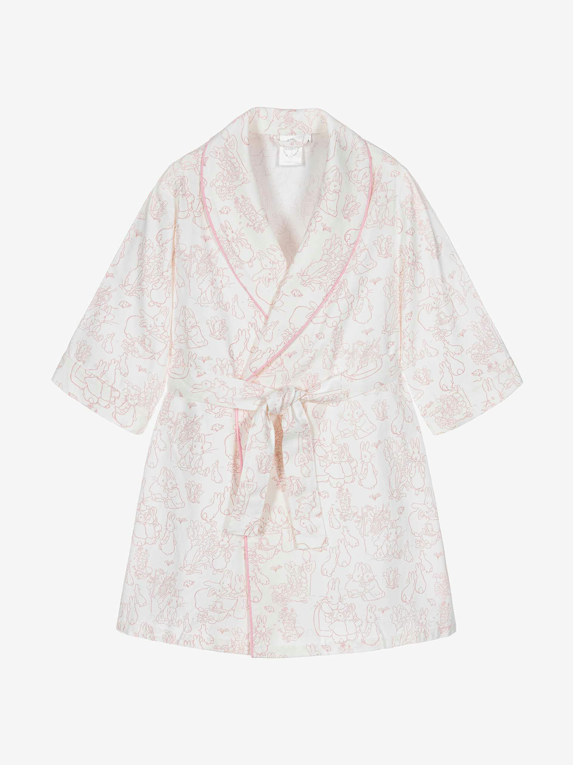 White and pink cotton dressing gown