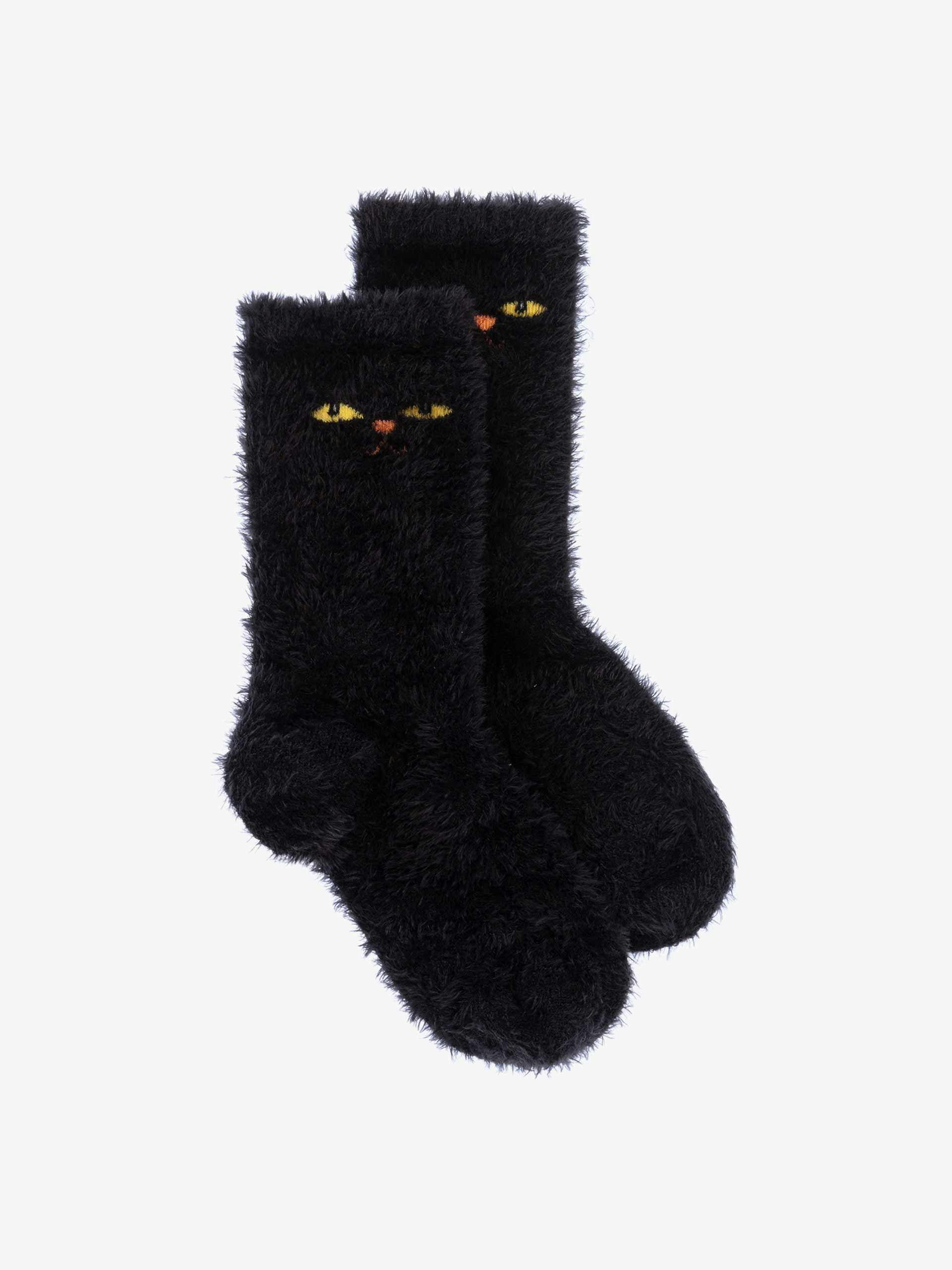 Black fluffy Chef Cat socks