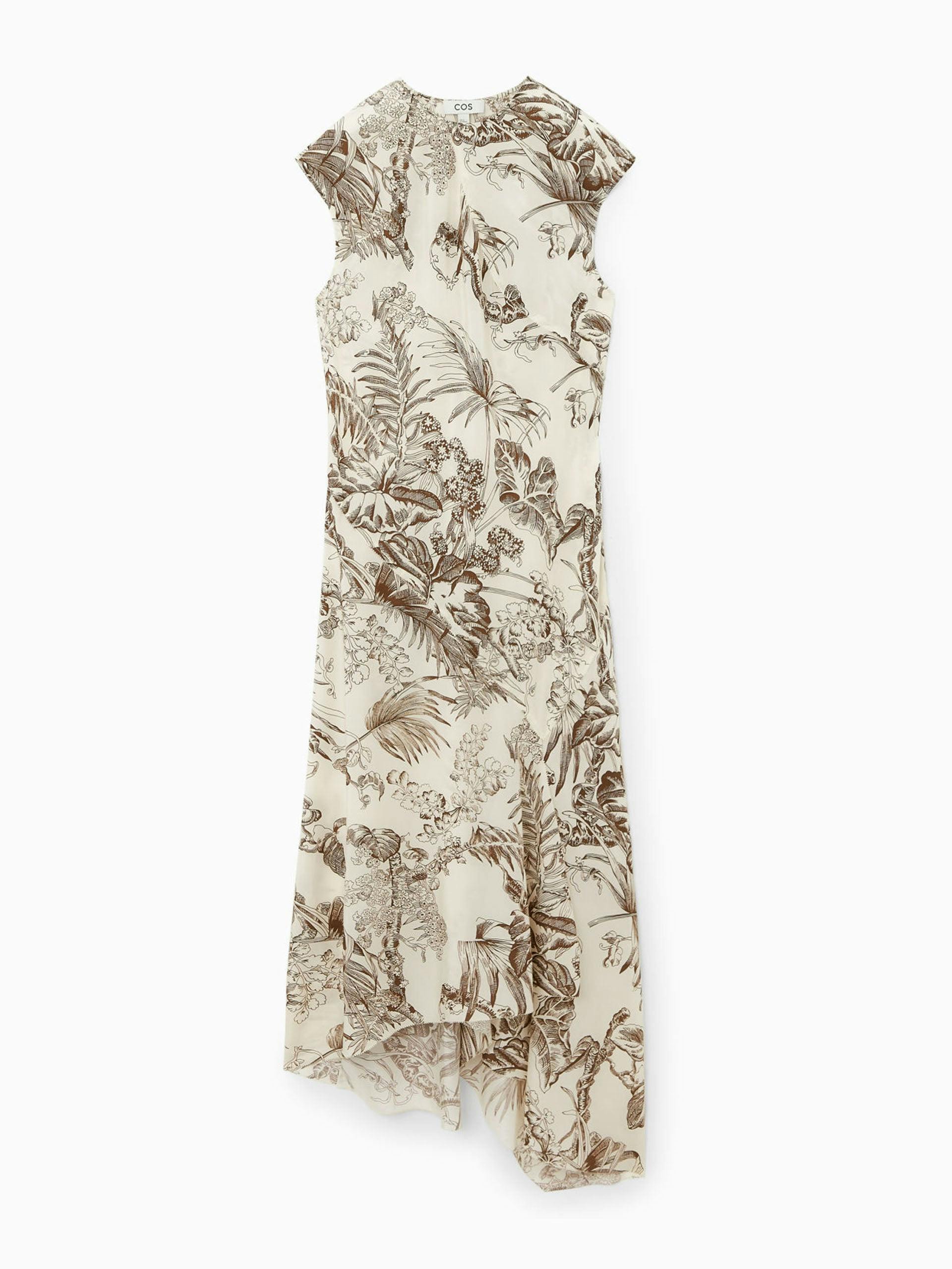 Botanical-print silk dress