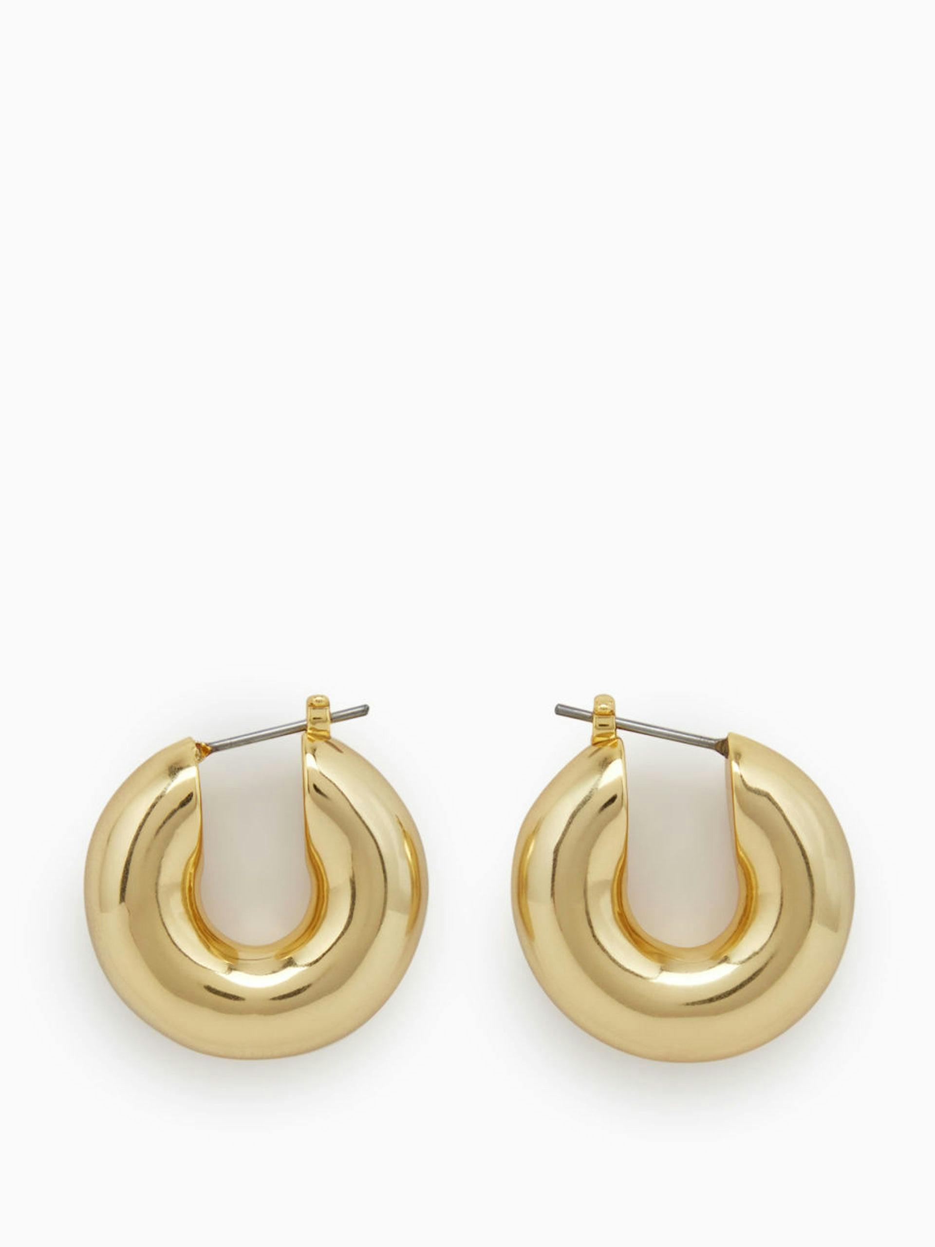 Small chunky brass hoop earrings