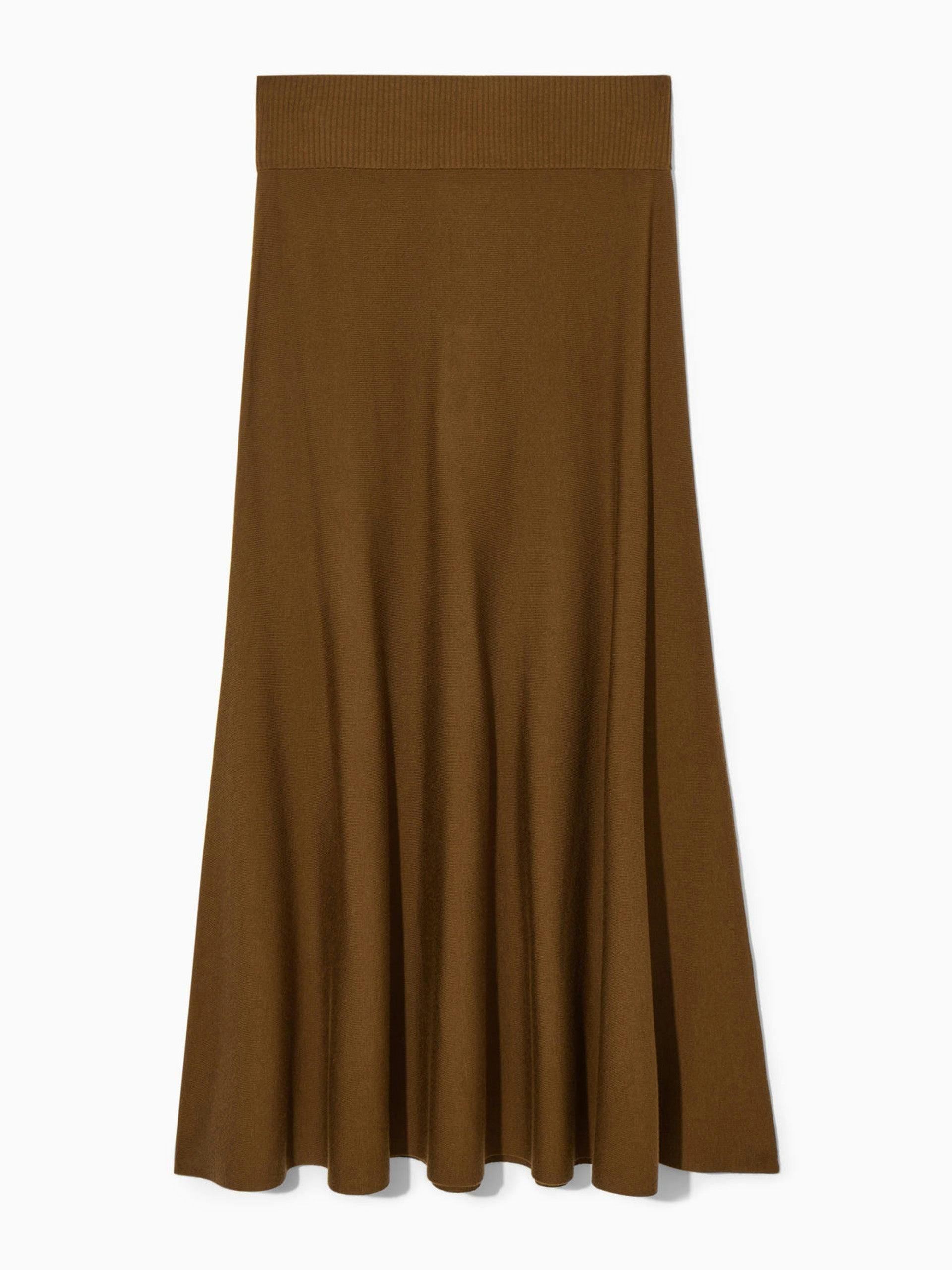 Brown knitted midi skirt