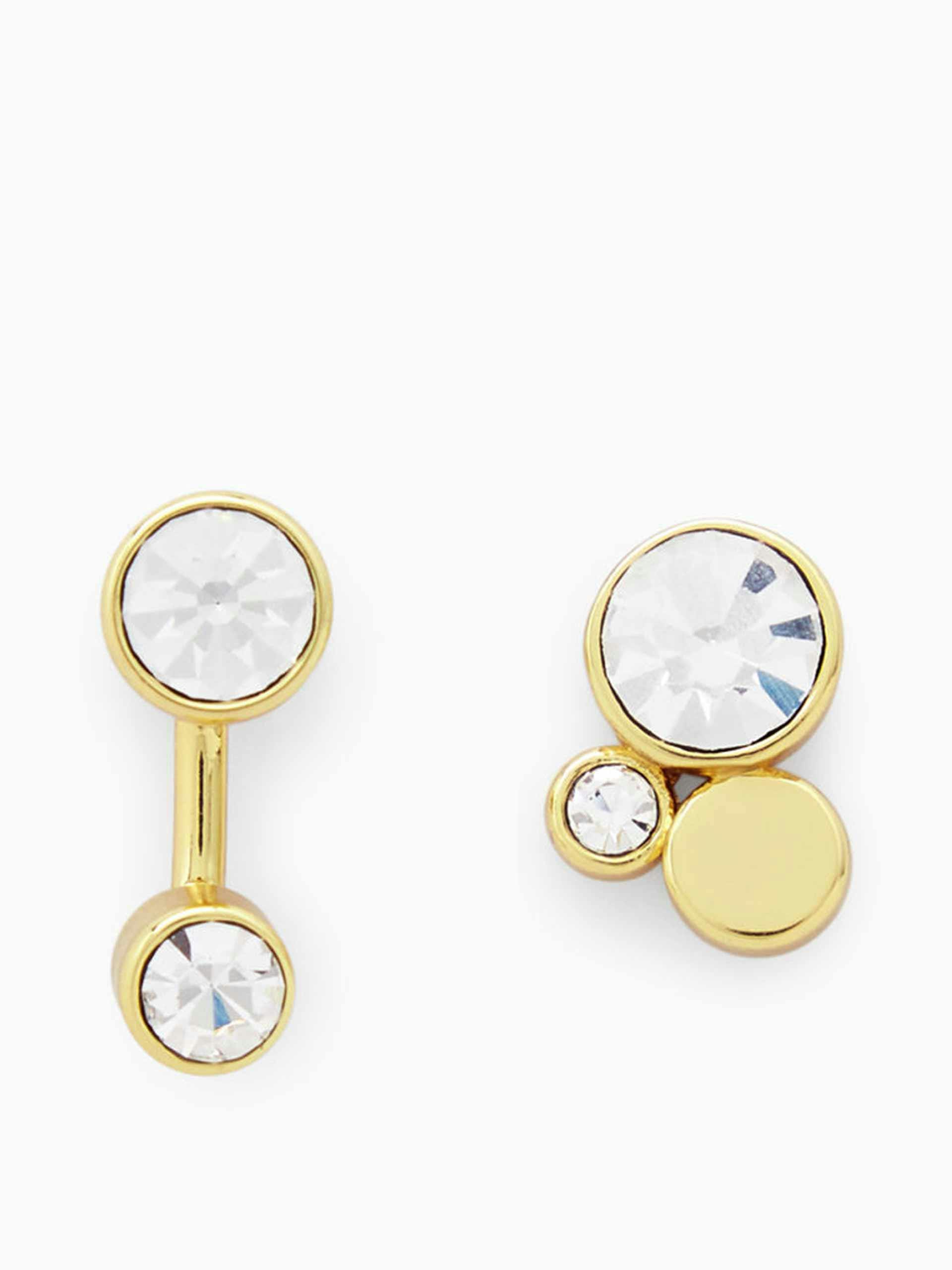 Mismatched gold and crystal stud earrings