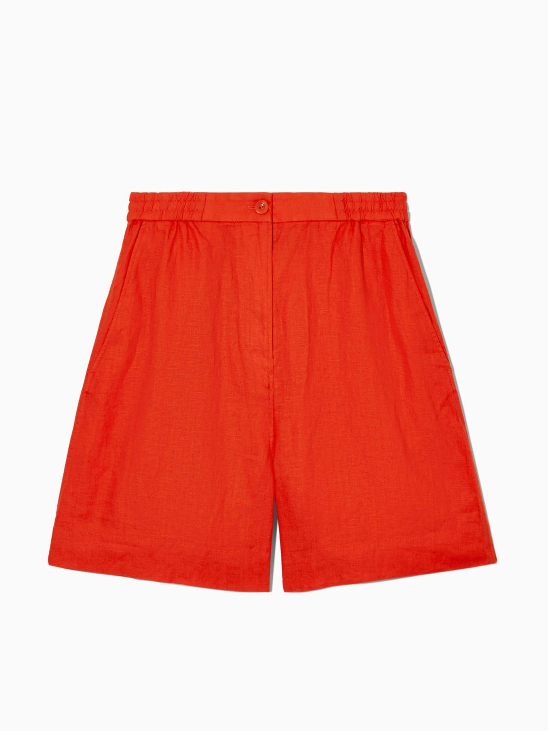 Orange linen shorts