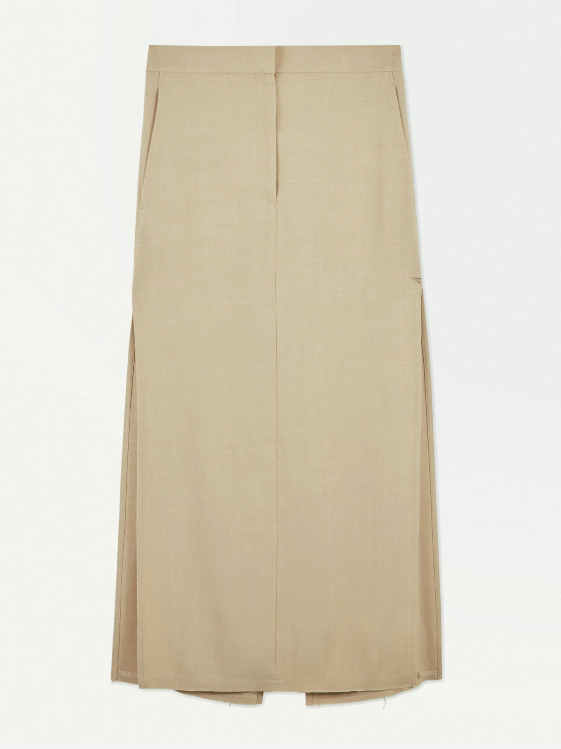 High-slit maxi pencil skirt in beige