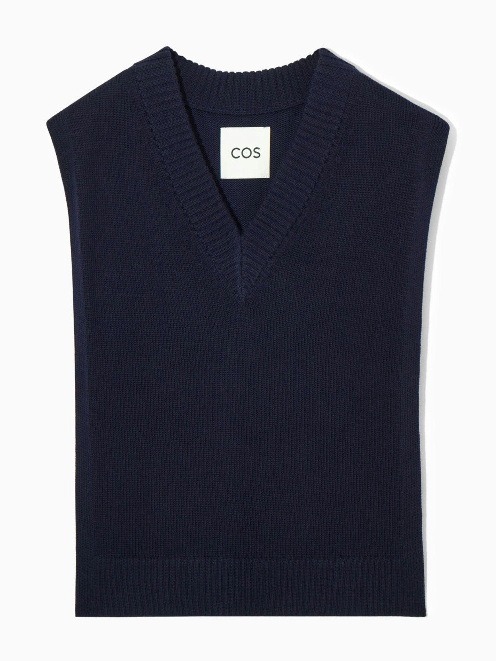 Navy V-neck wool vest