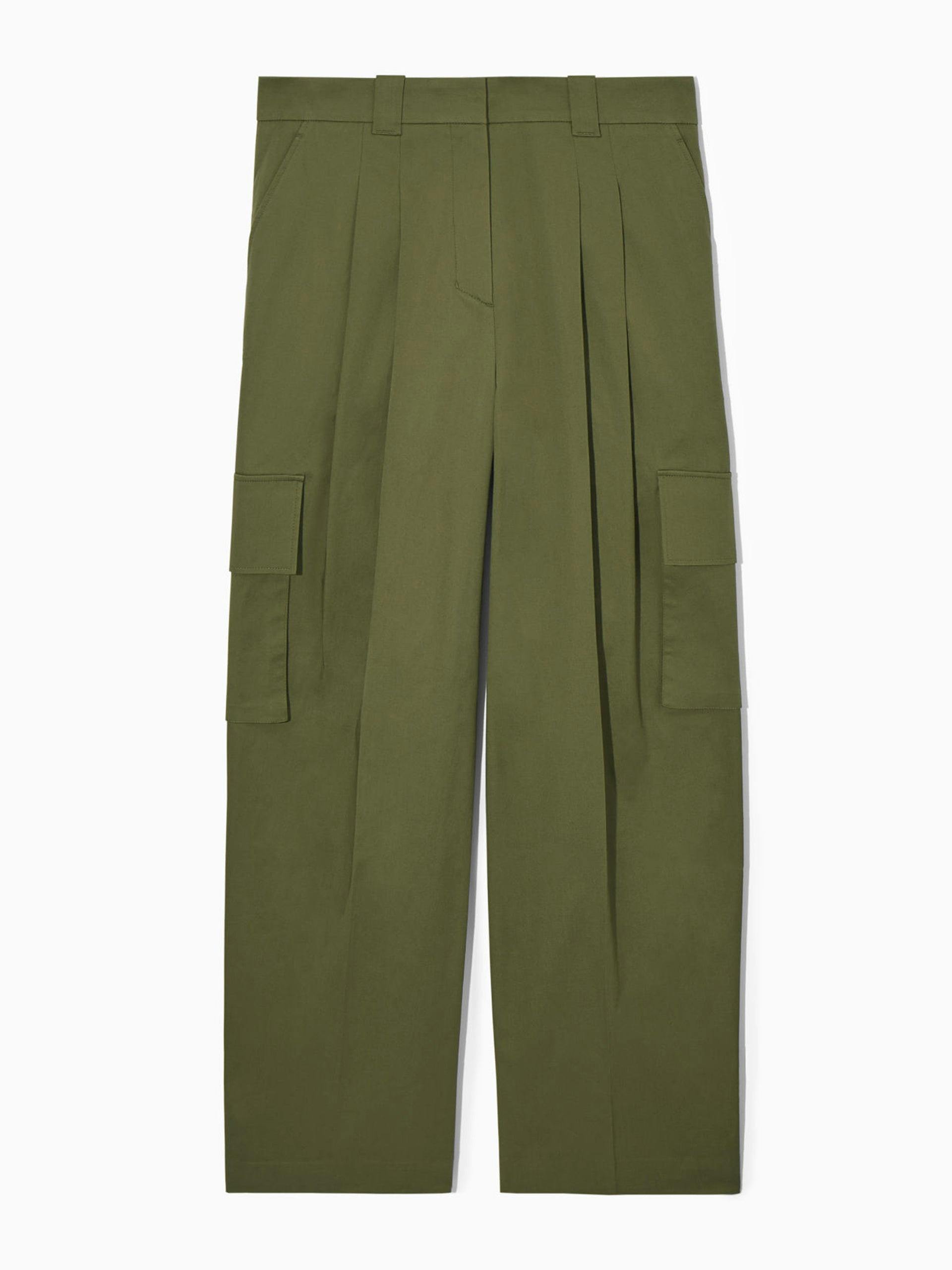 Khaki-green cargo trousers