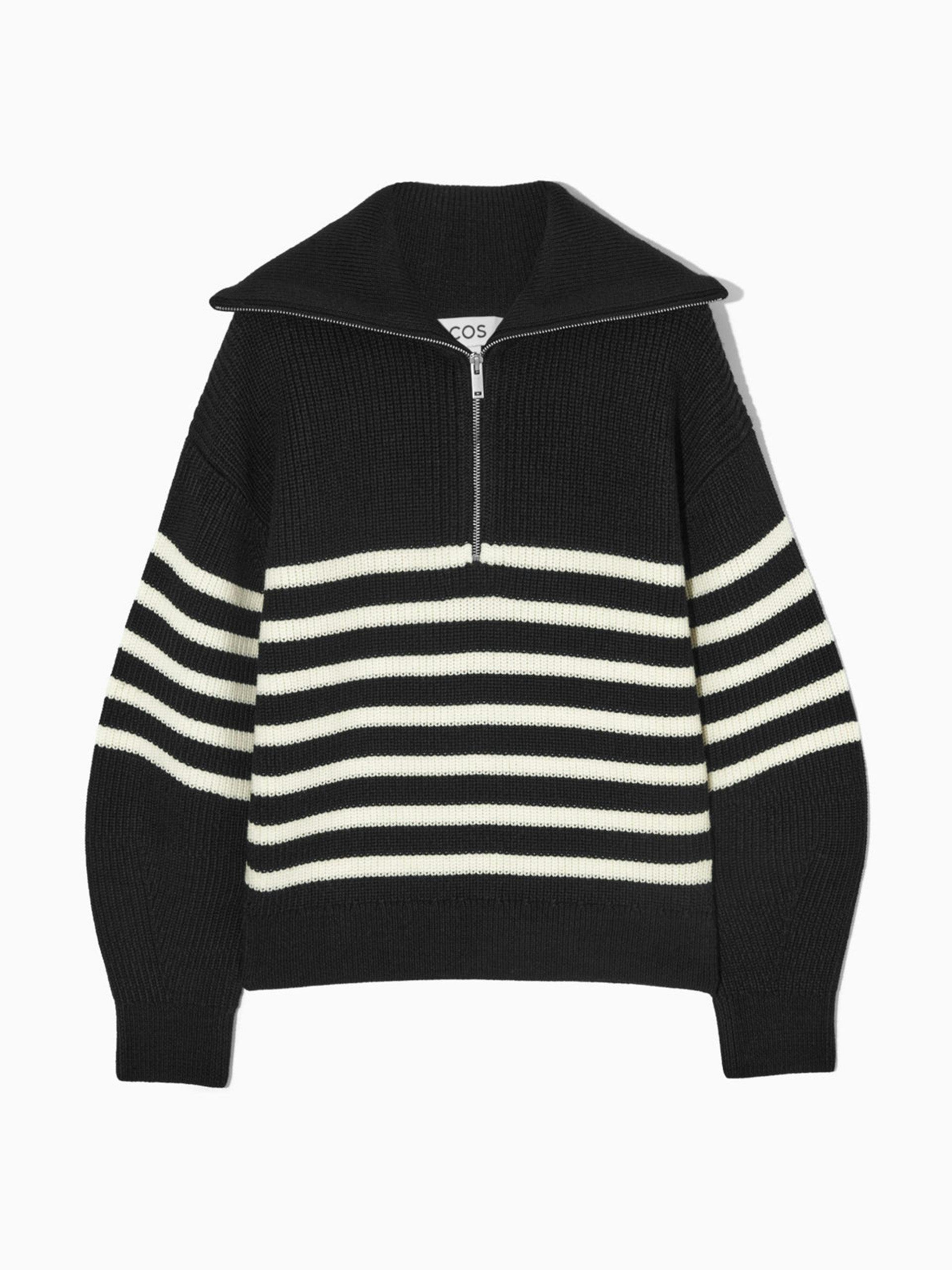 Wool and cotton half-zip jumper