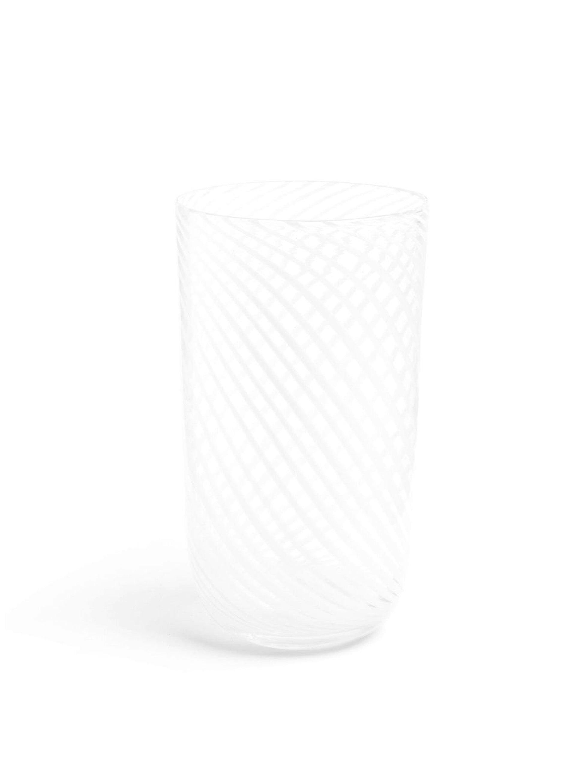 Tall white spiral stripe Mondrian vase