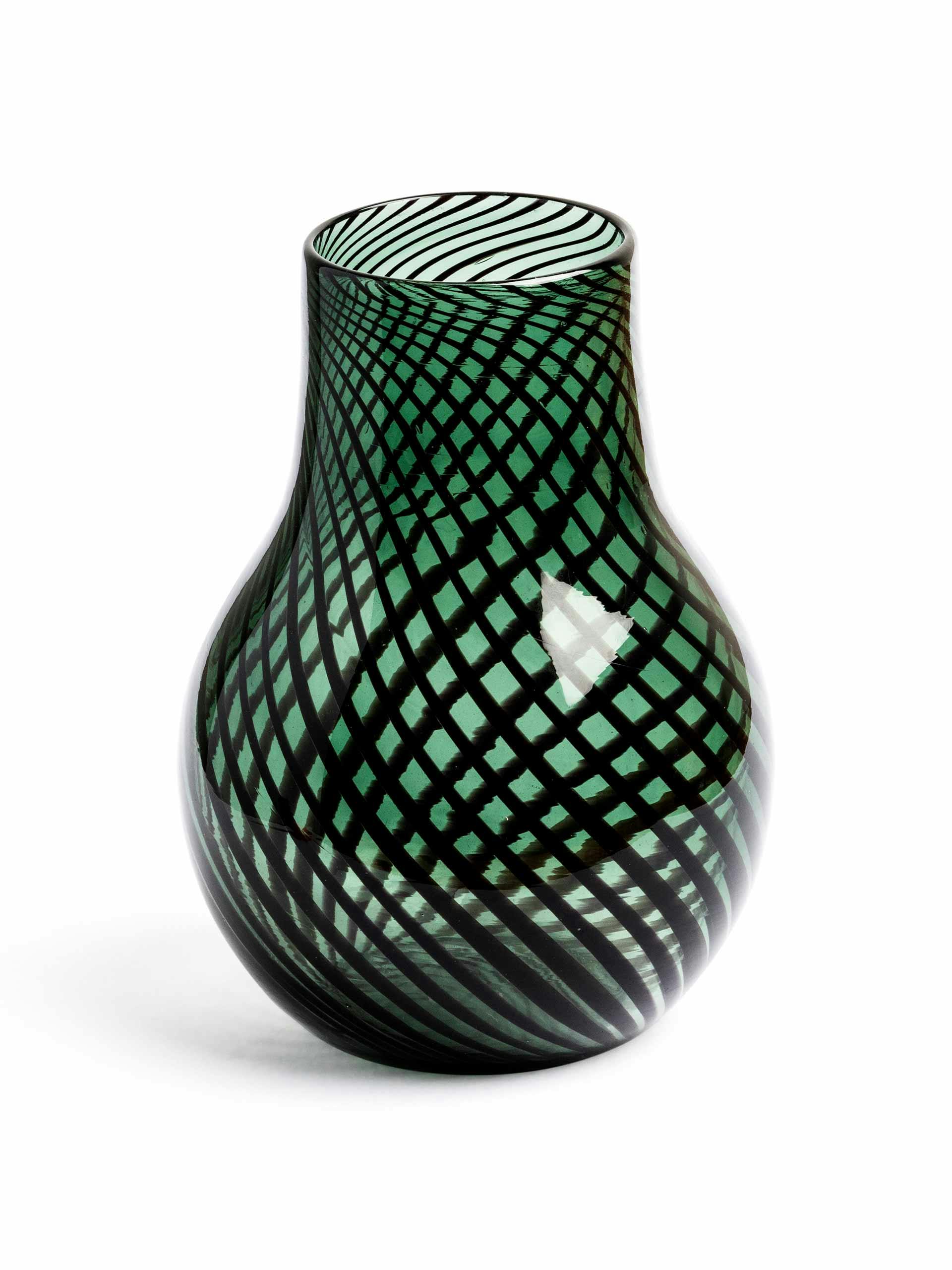 Green and black stripe vase