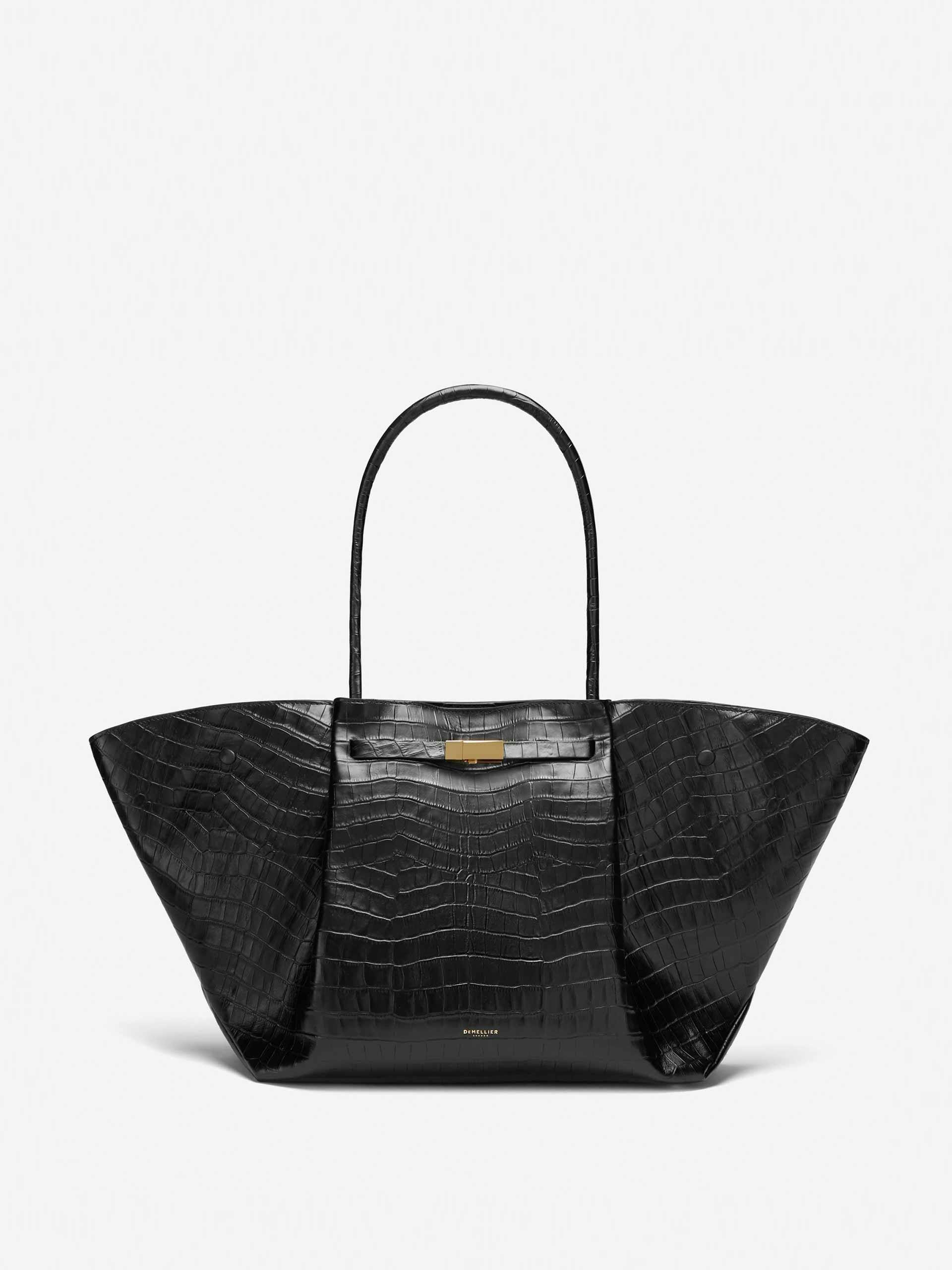 Black croc effect handbag