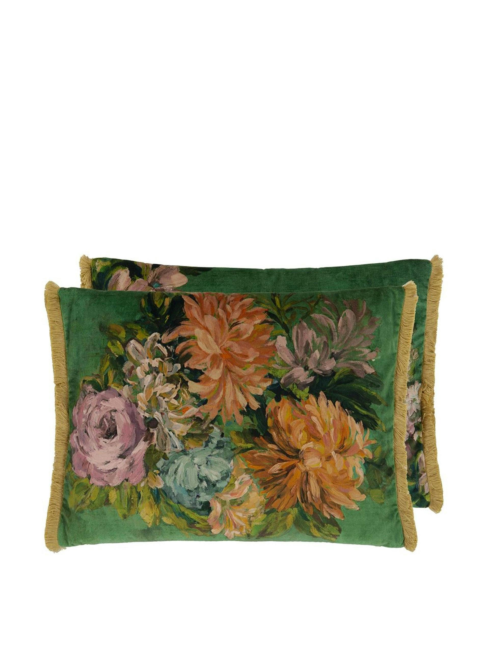 Fleur vintage green cushion