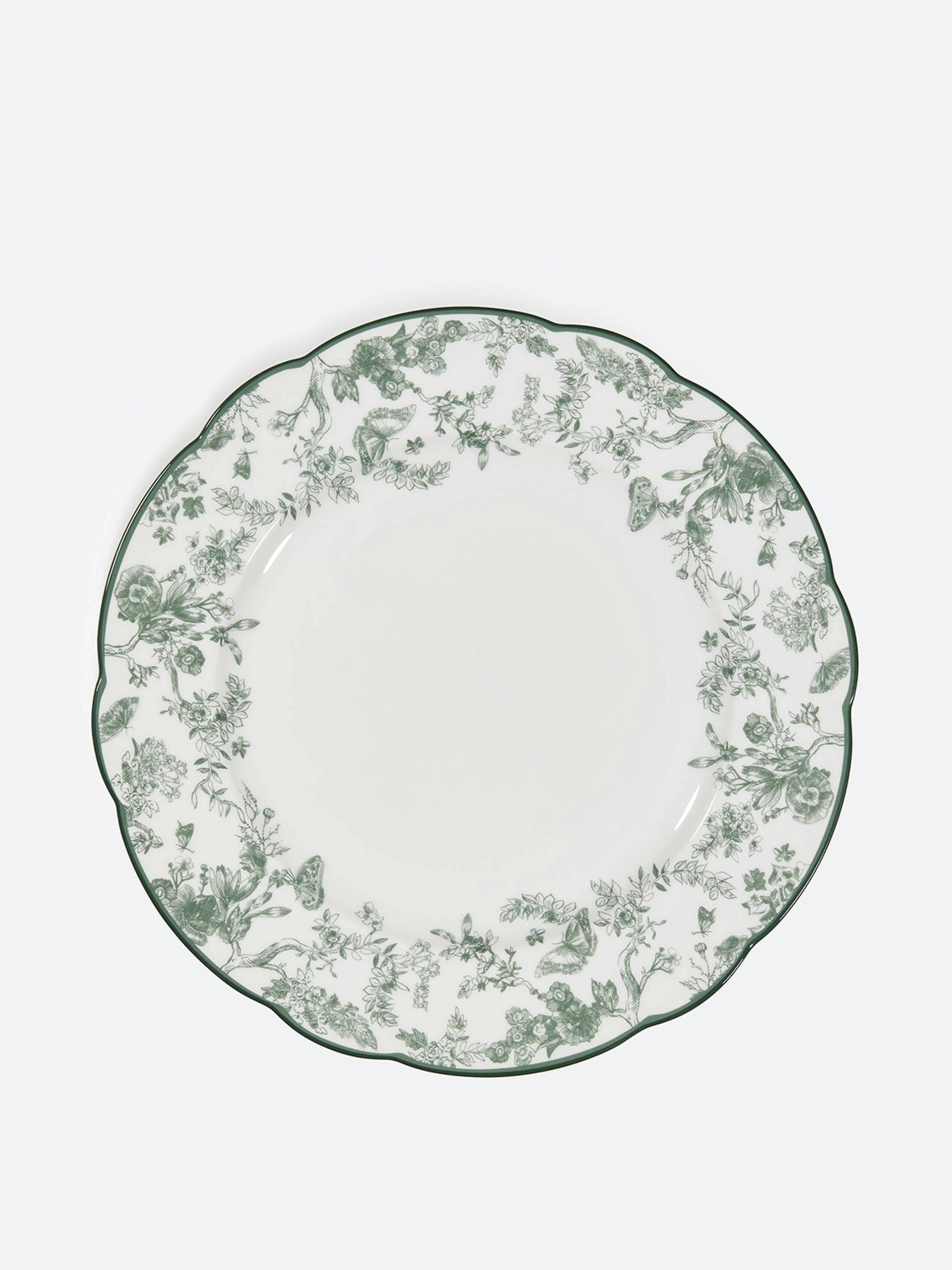 Linden Green Toile de Jouy porcelain dinner plate