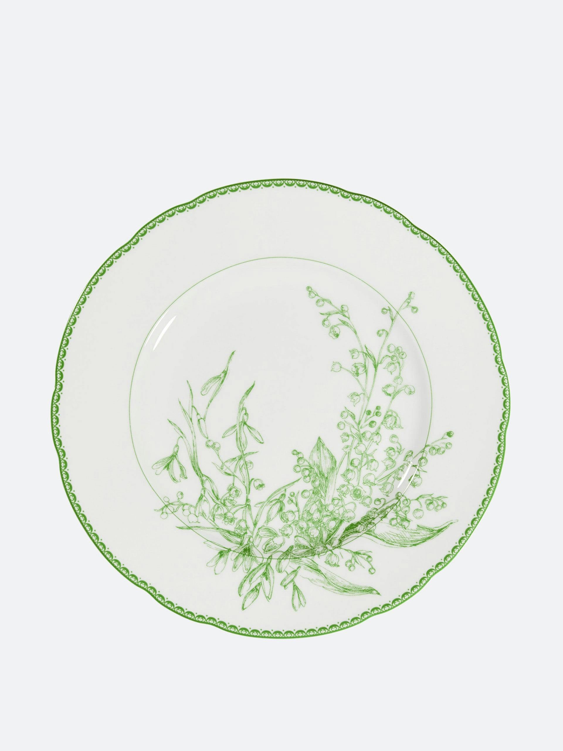 Green New Lily of the Valley dessert plate