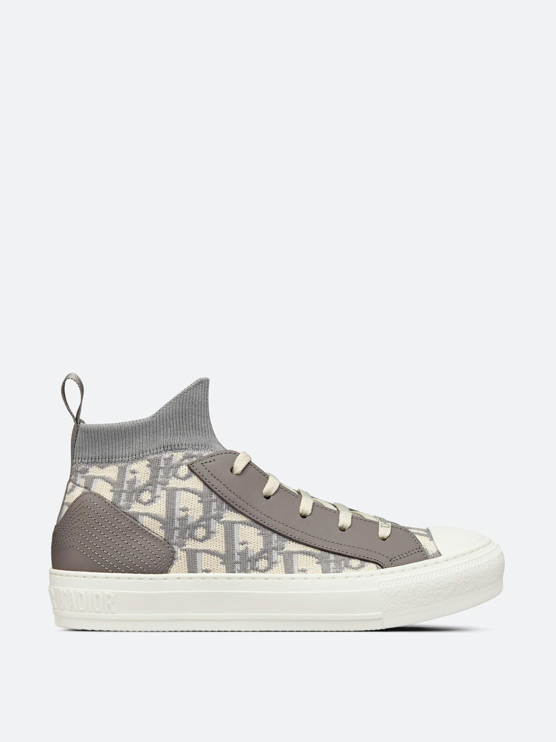 Gray oblique tehcnical mesh and calfskin sneakers
