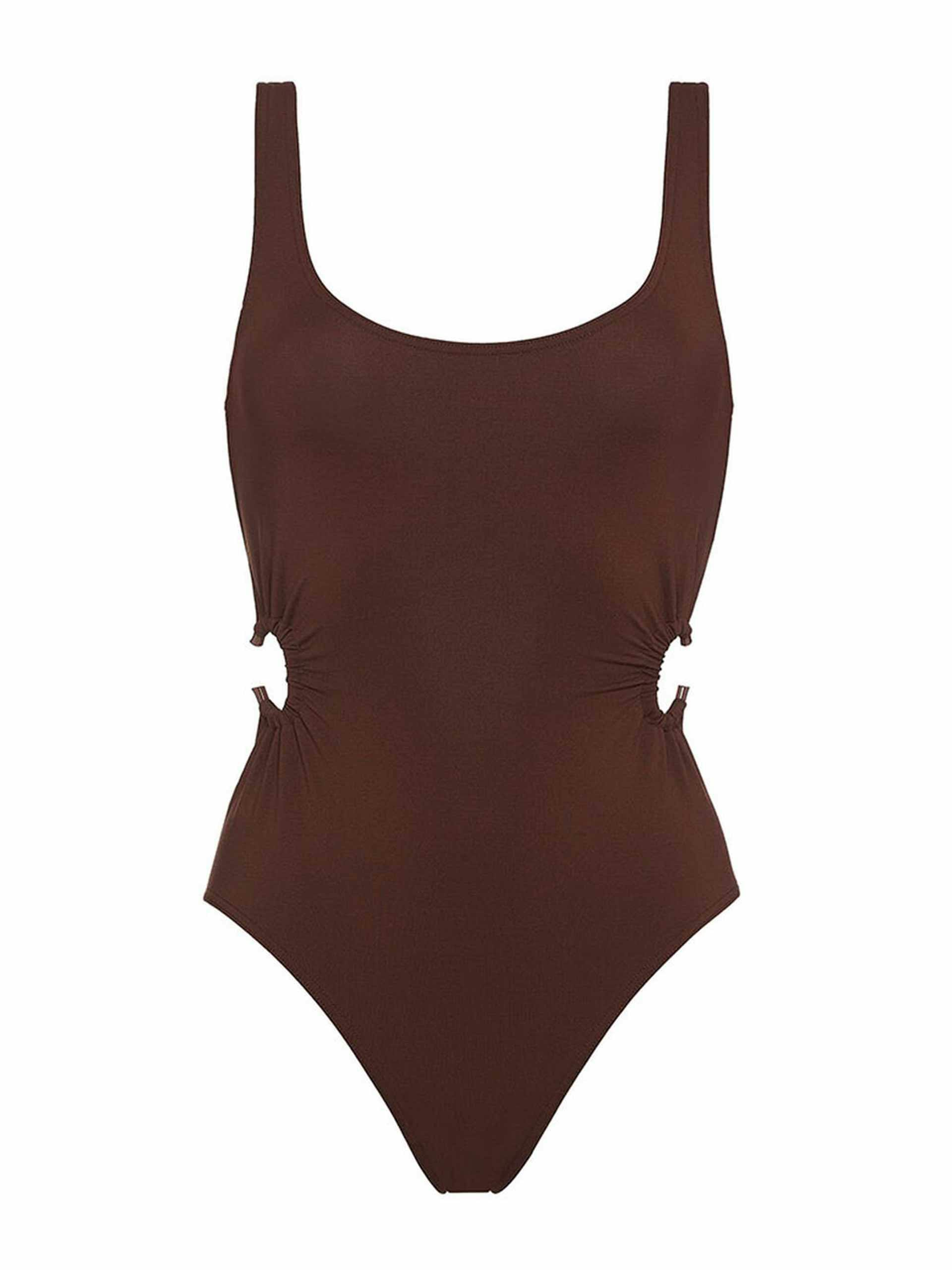 Brown cut out swimsuit