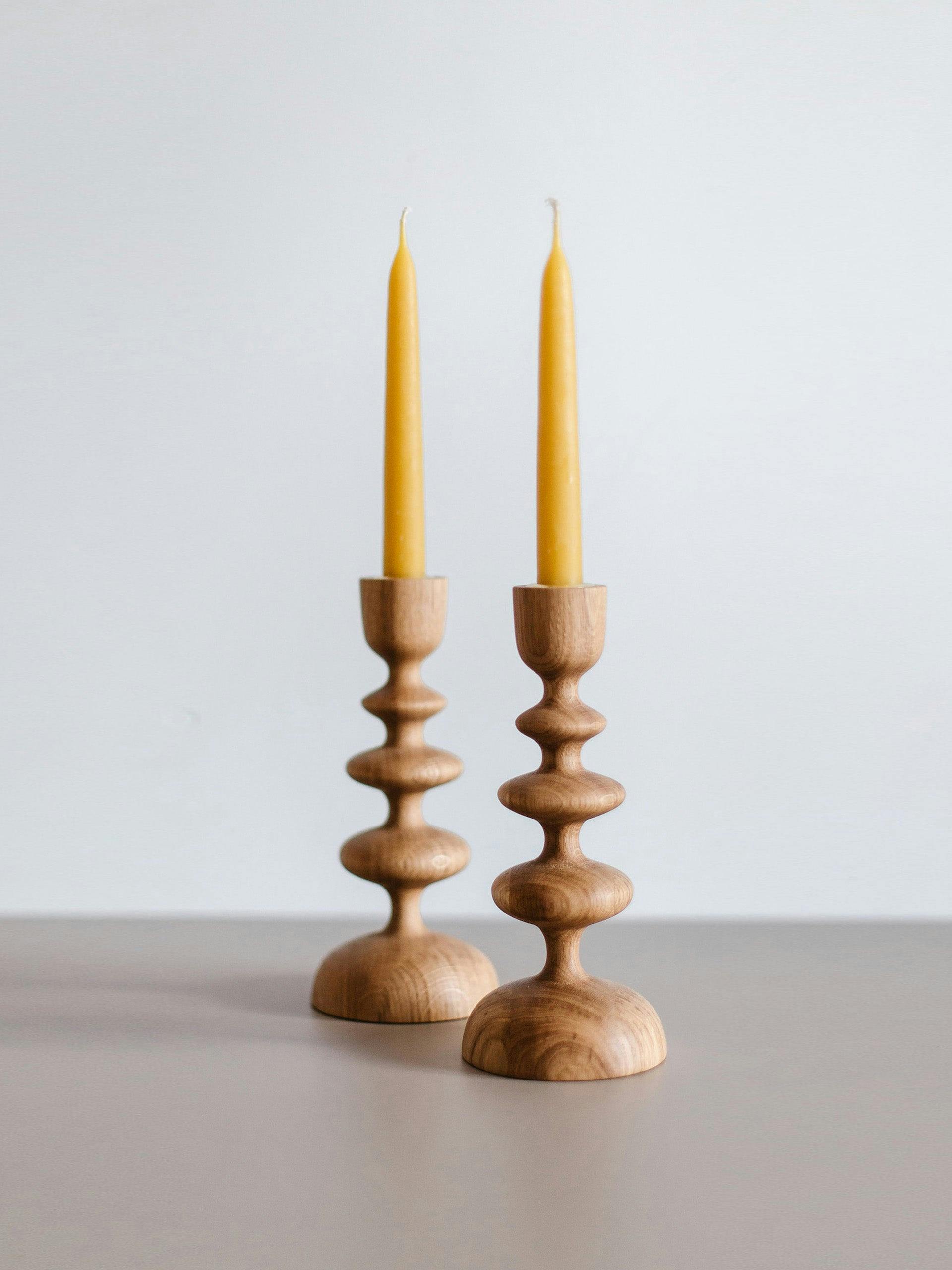 Handturned minimalist candle holders (set of 2)