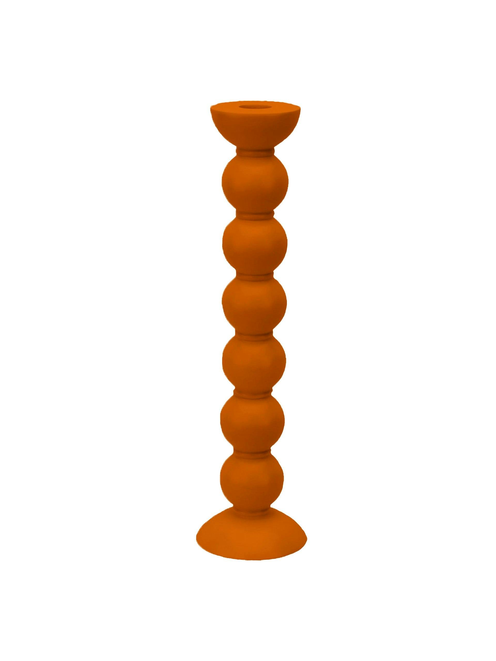 Extra tall orange bobbin candlestick