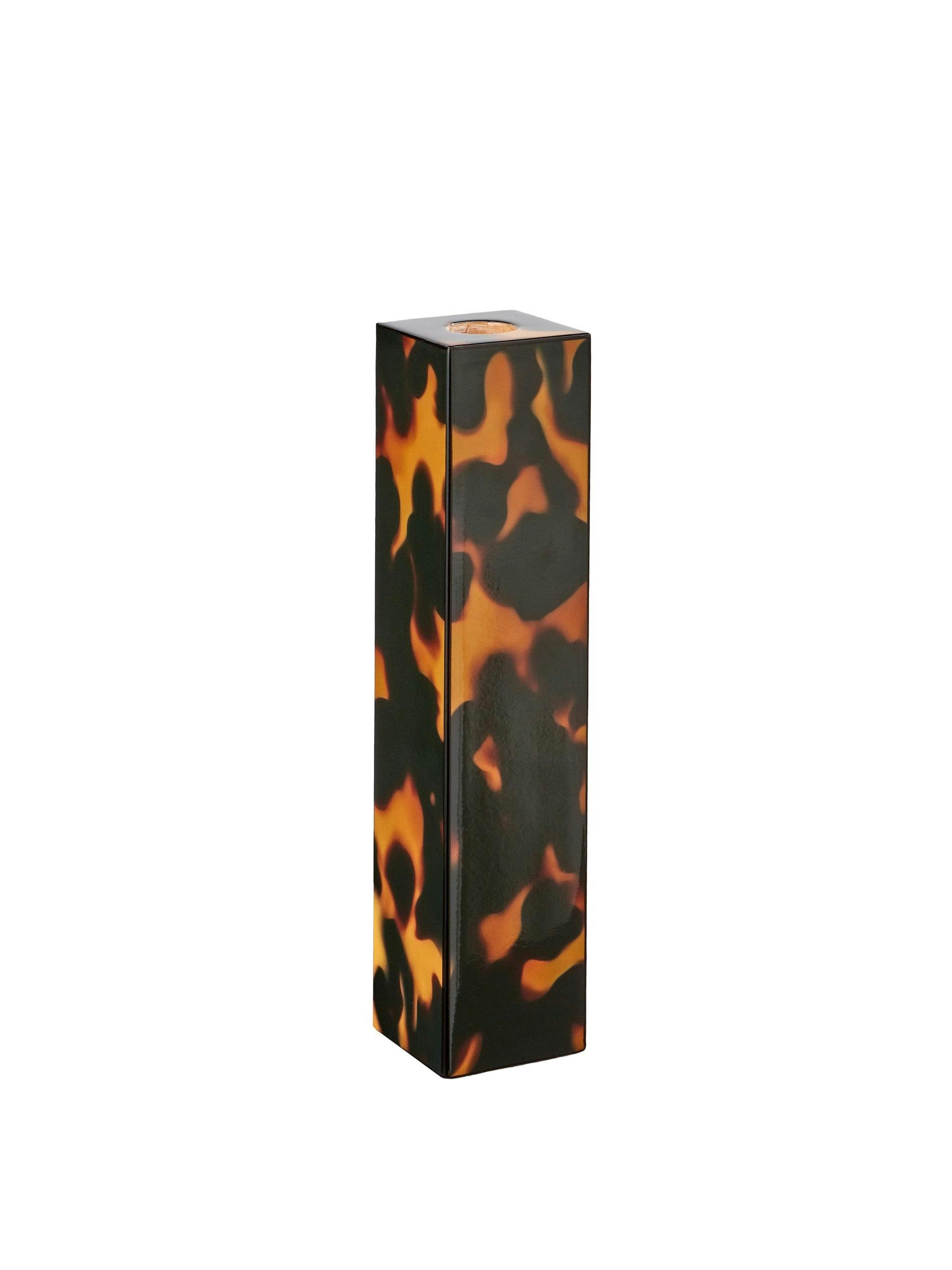 Faux tortoiseshell tall lacquer candlestick