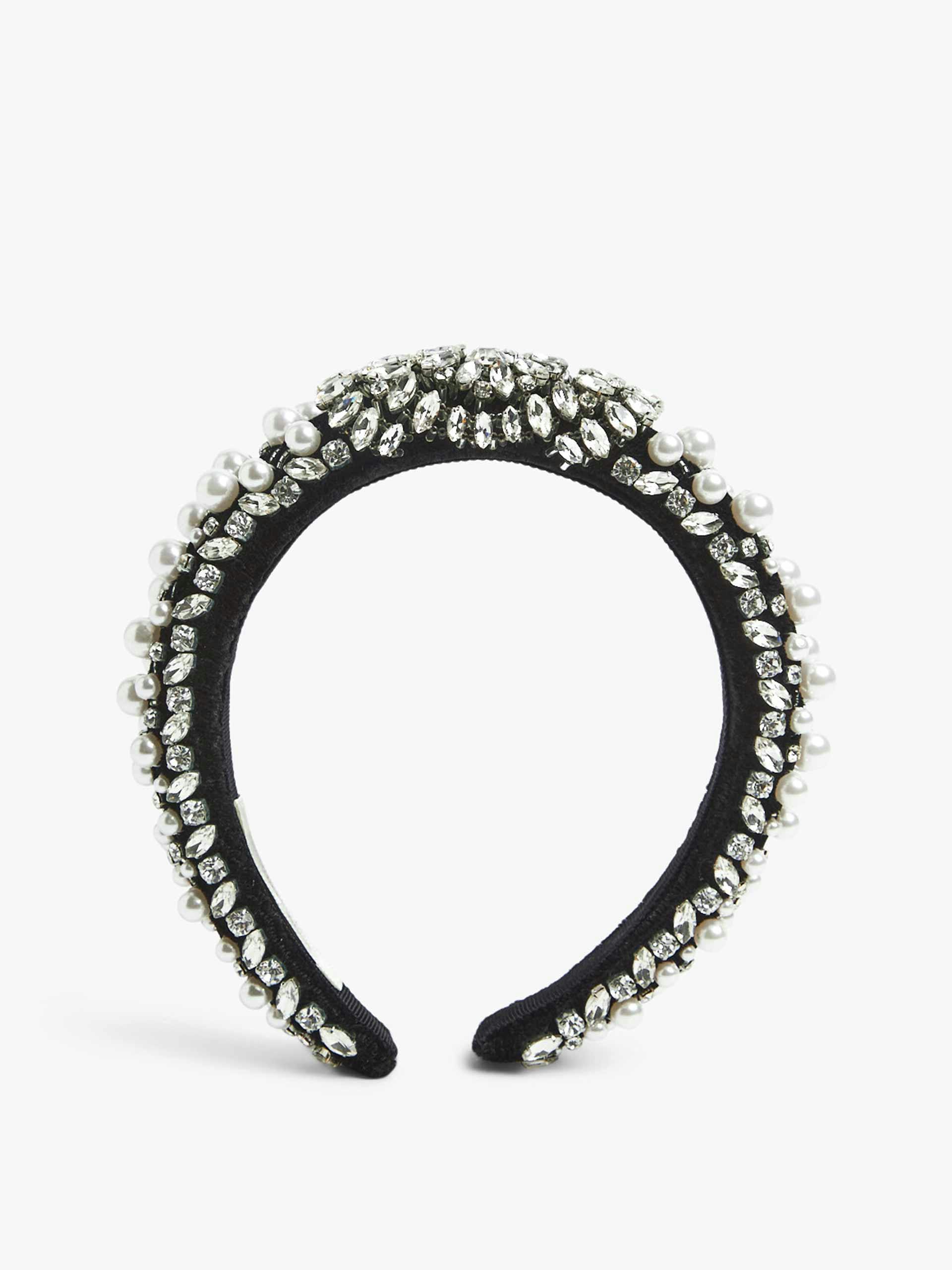 Black velvet embellished headband
