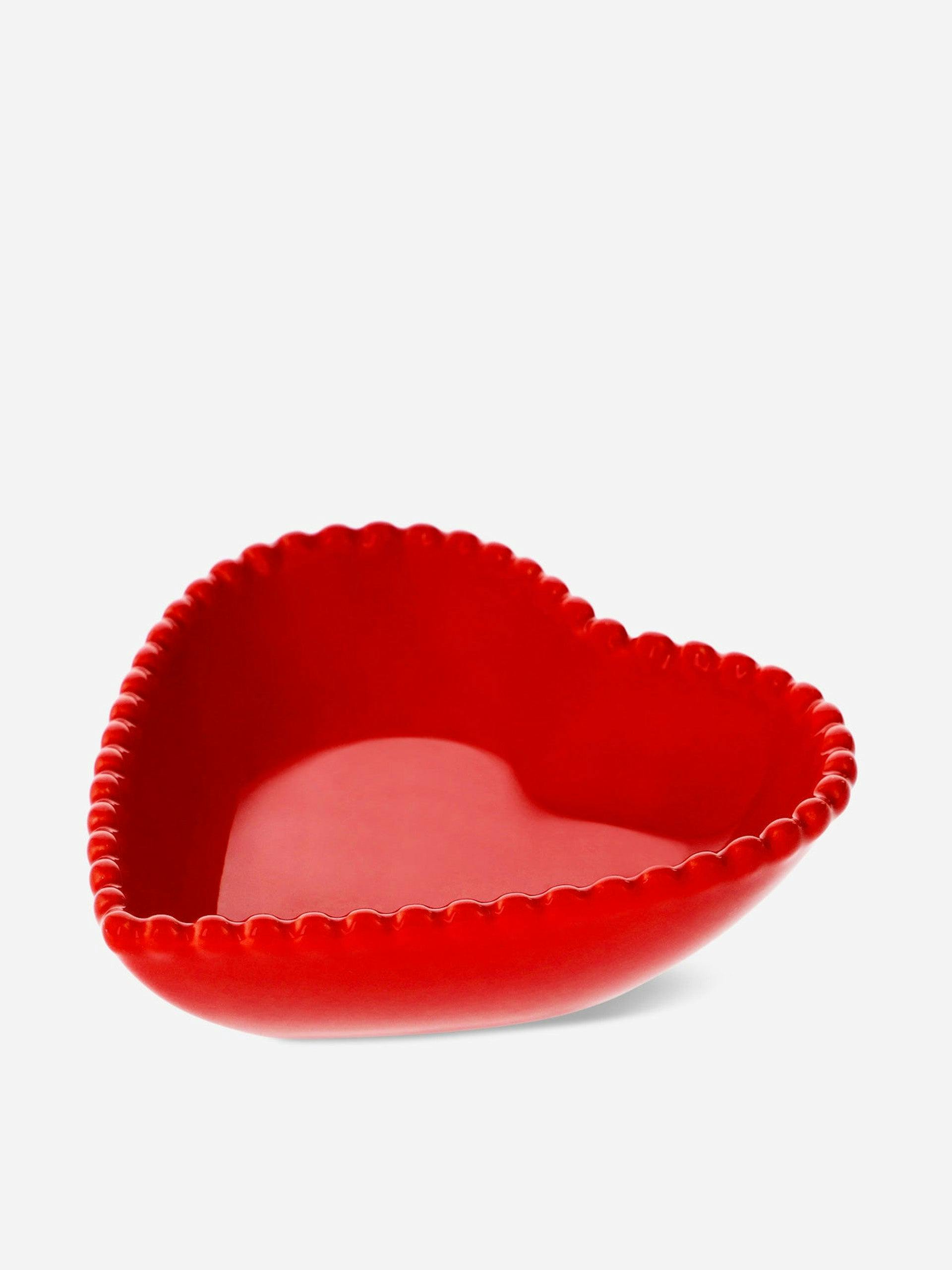 Red heart scalloped bowl