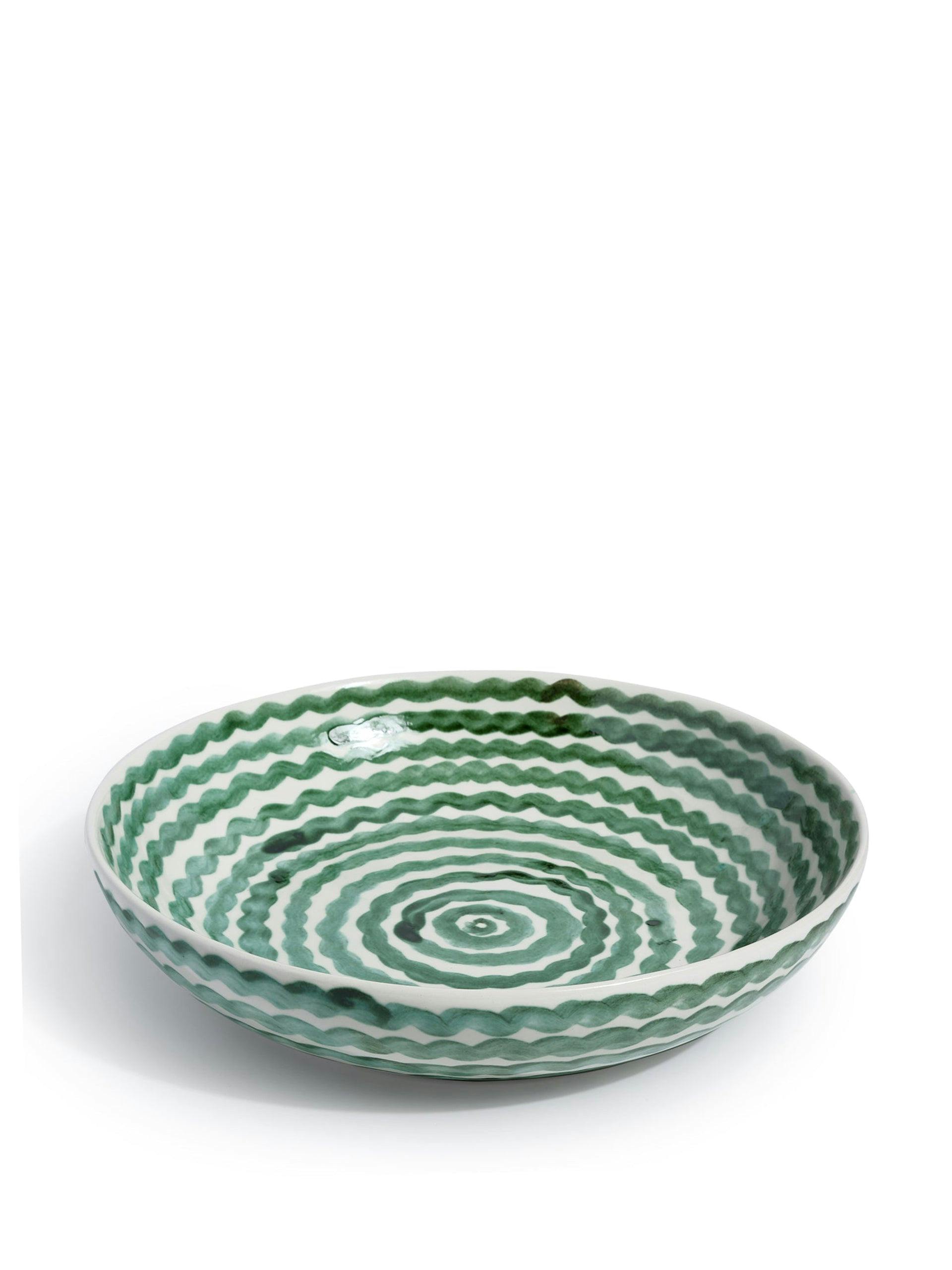 Green squiggle serving bowl
