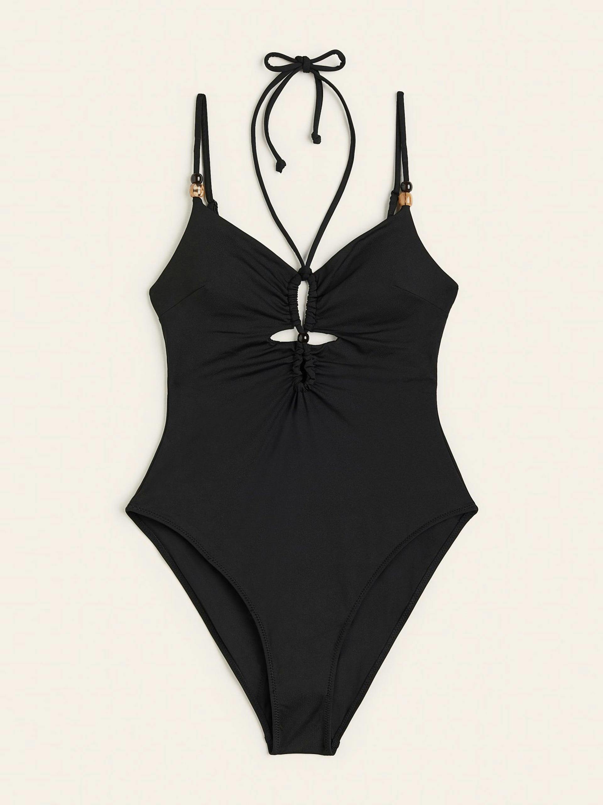 Black high-leg swimsuit