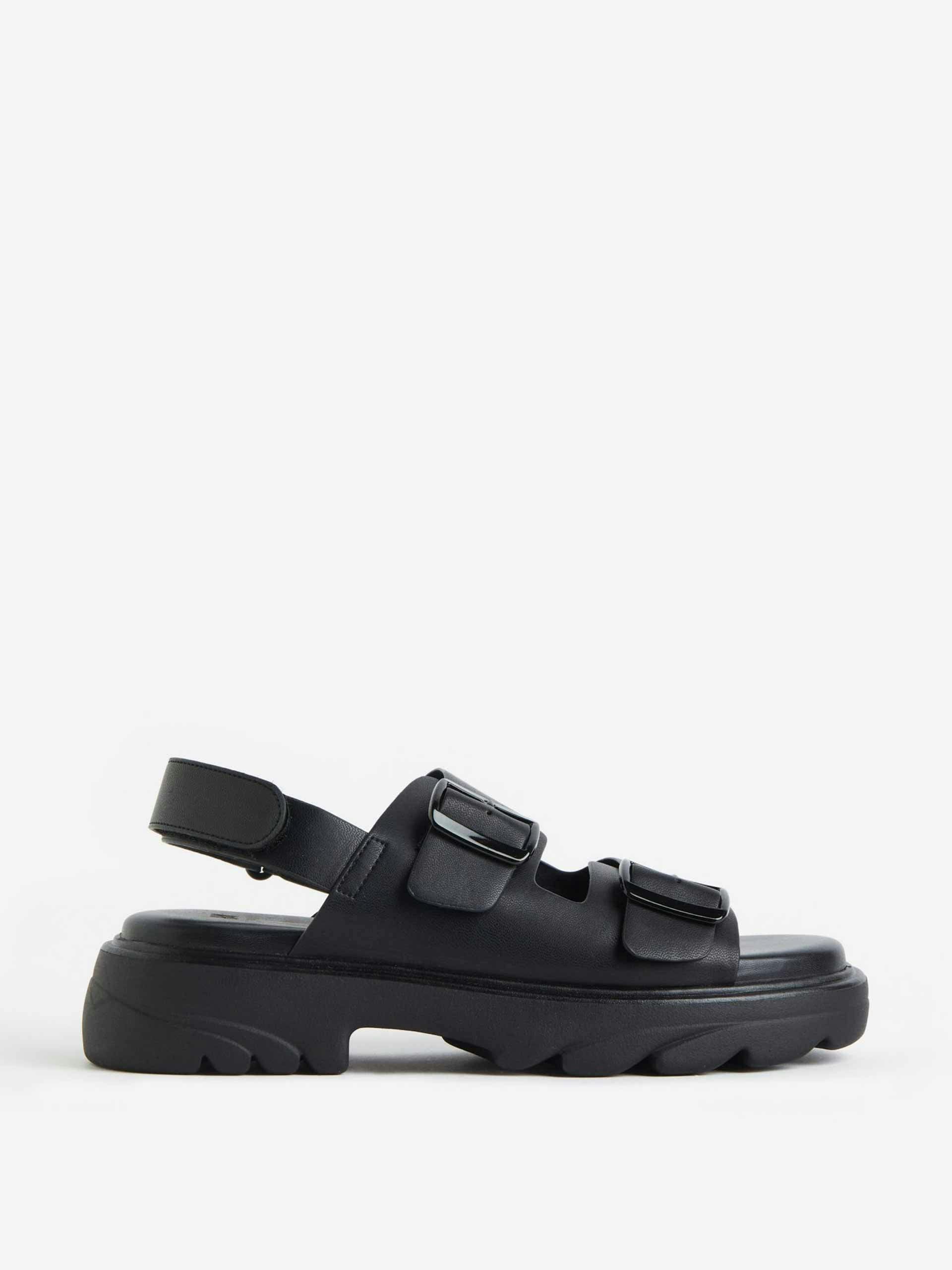 Black open-toe chunky sandals