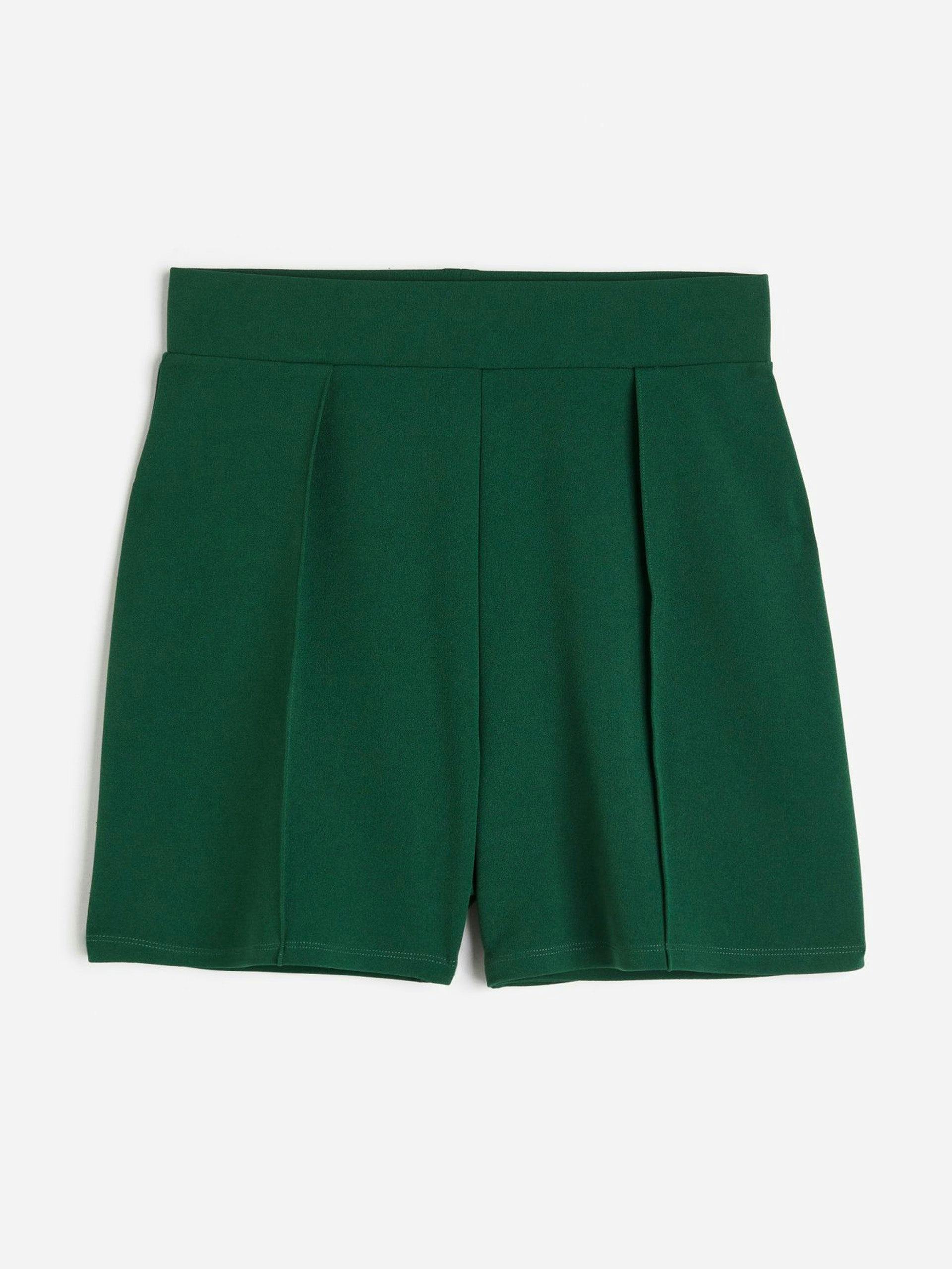 Dark green pleated shorts