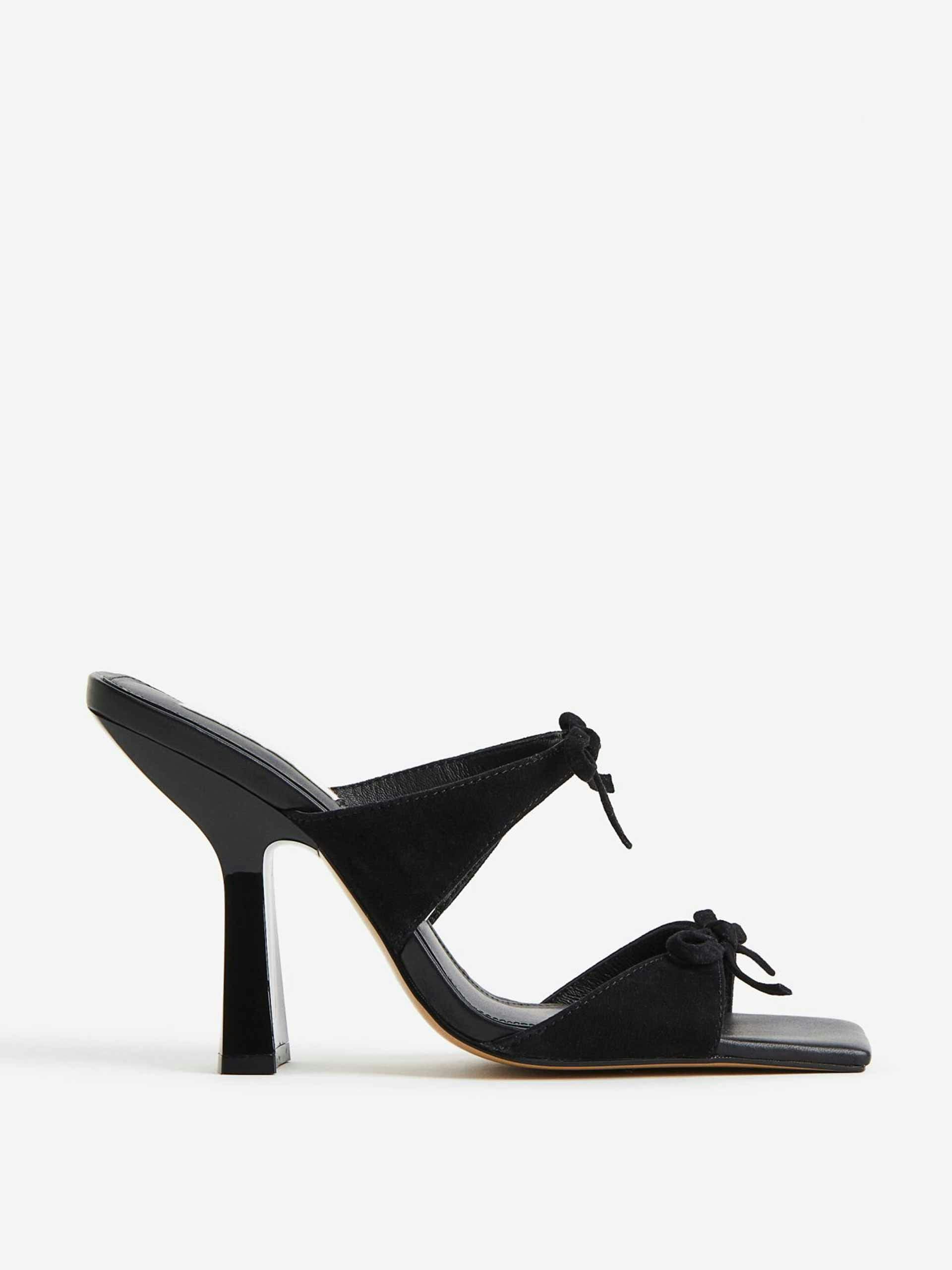 Black suede heeled sandals