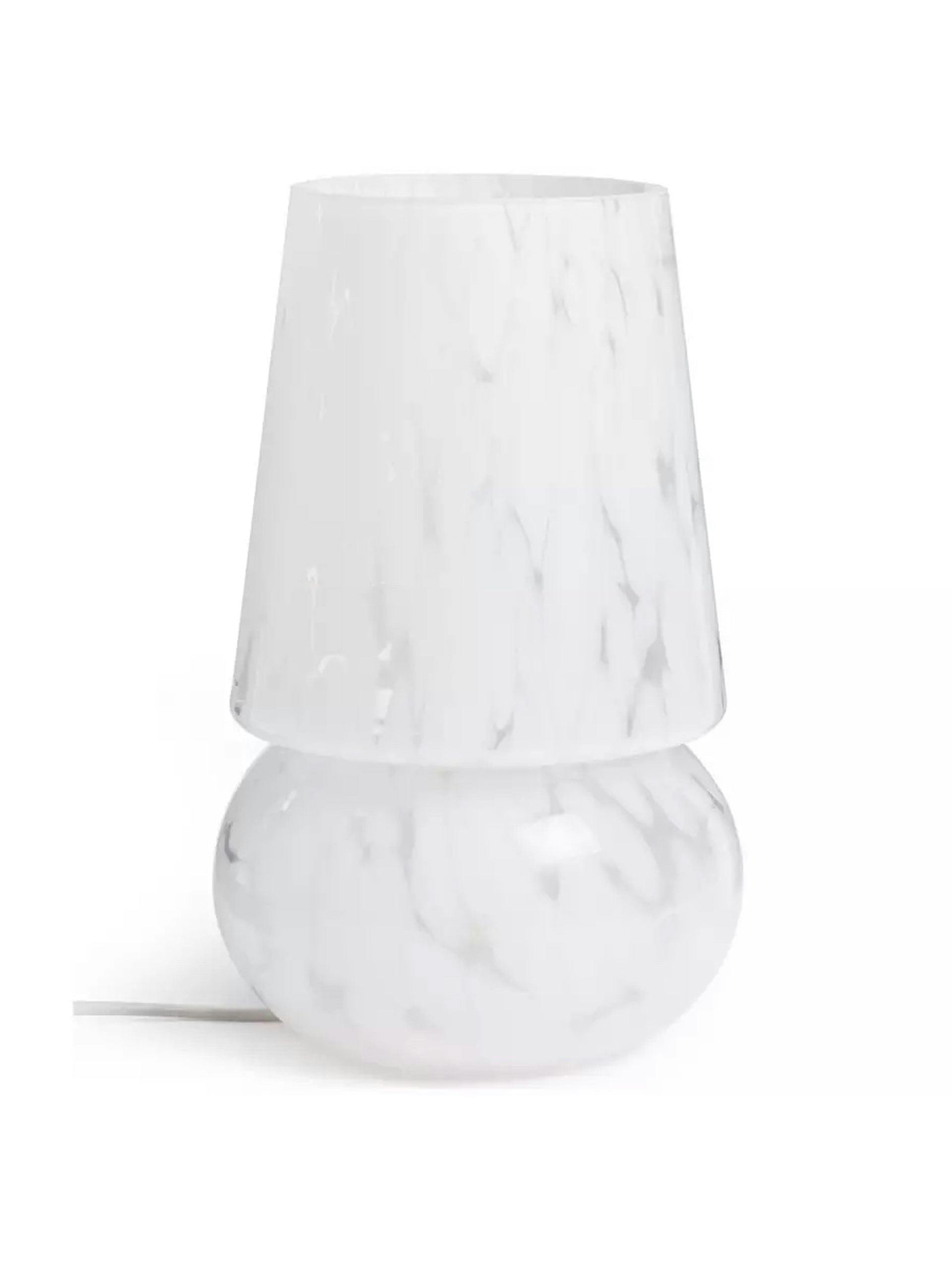 White glass confetti table lamp