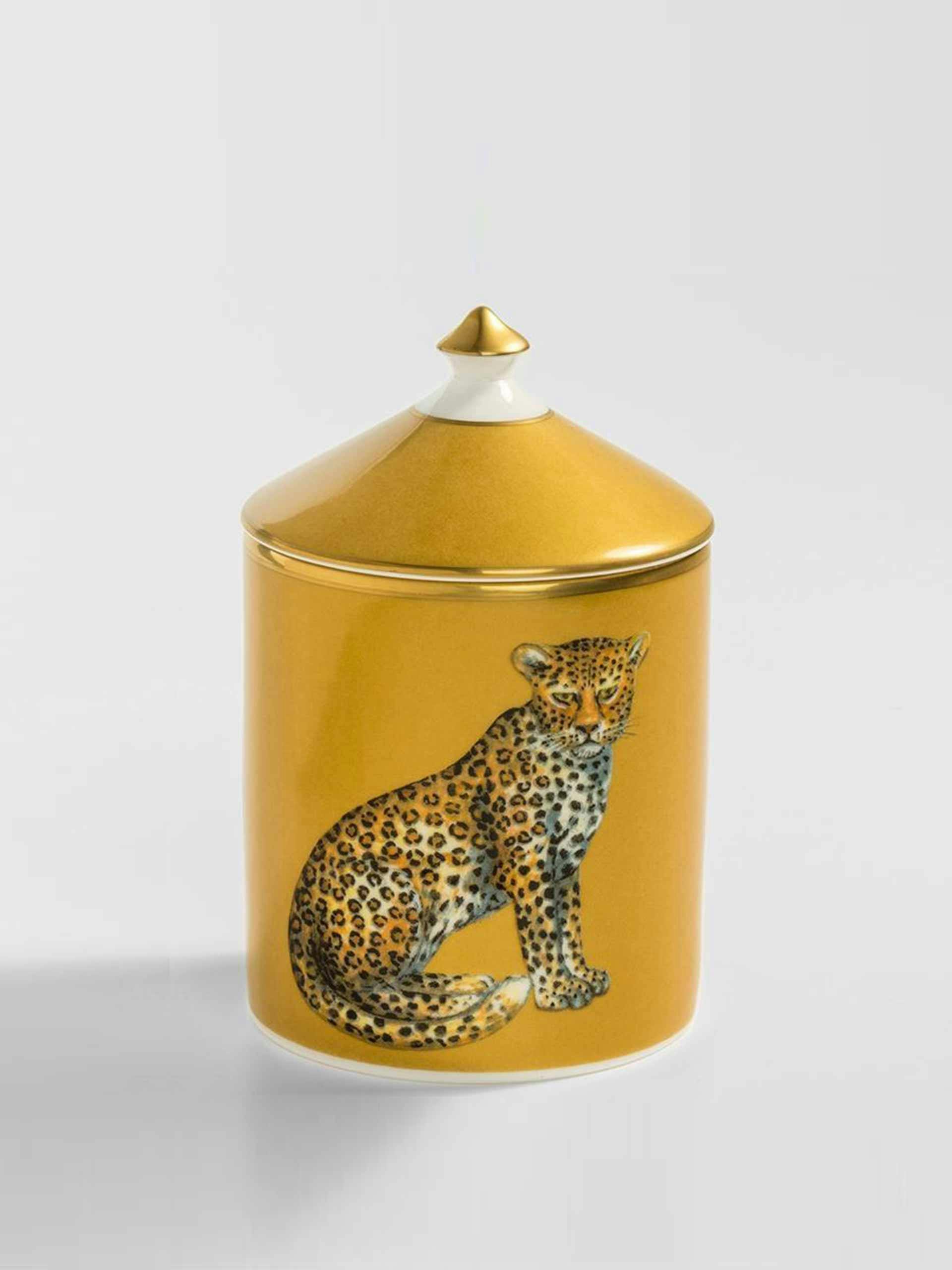 Leopard gold jasmine lidded candle