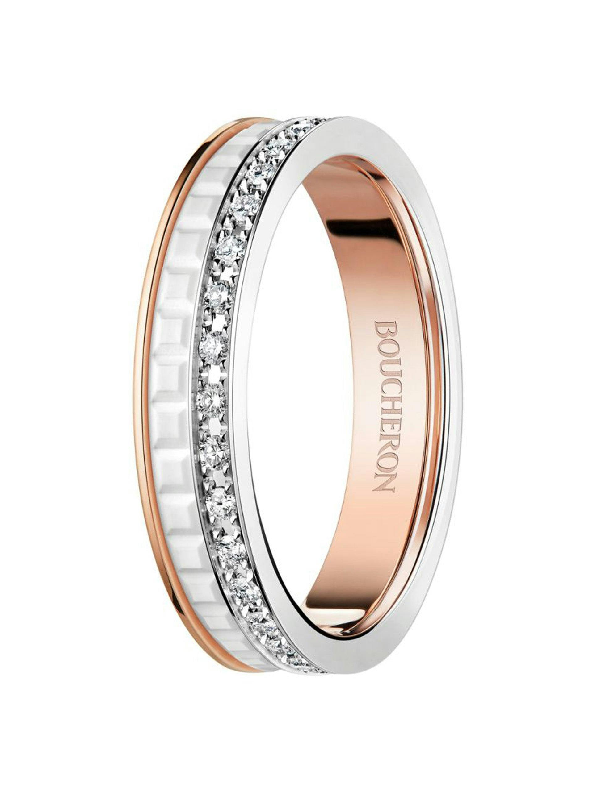 White and gold wedding band