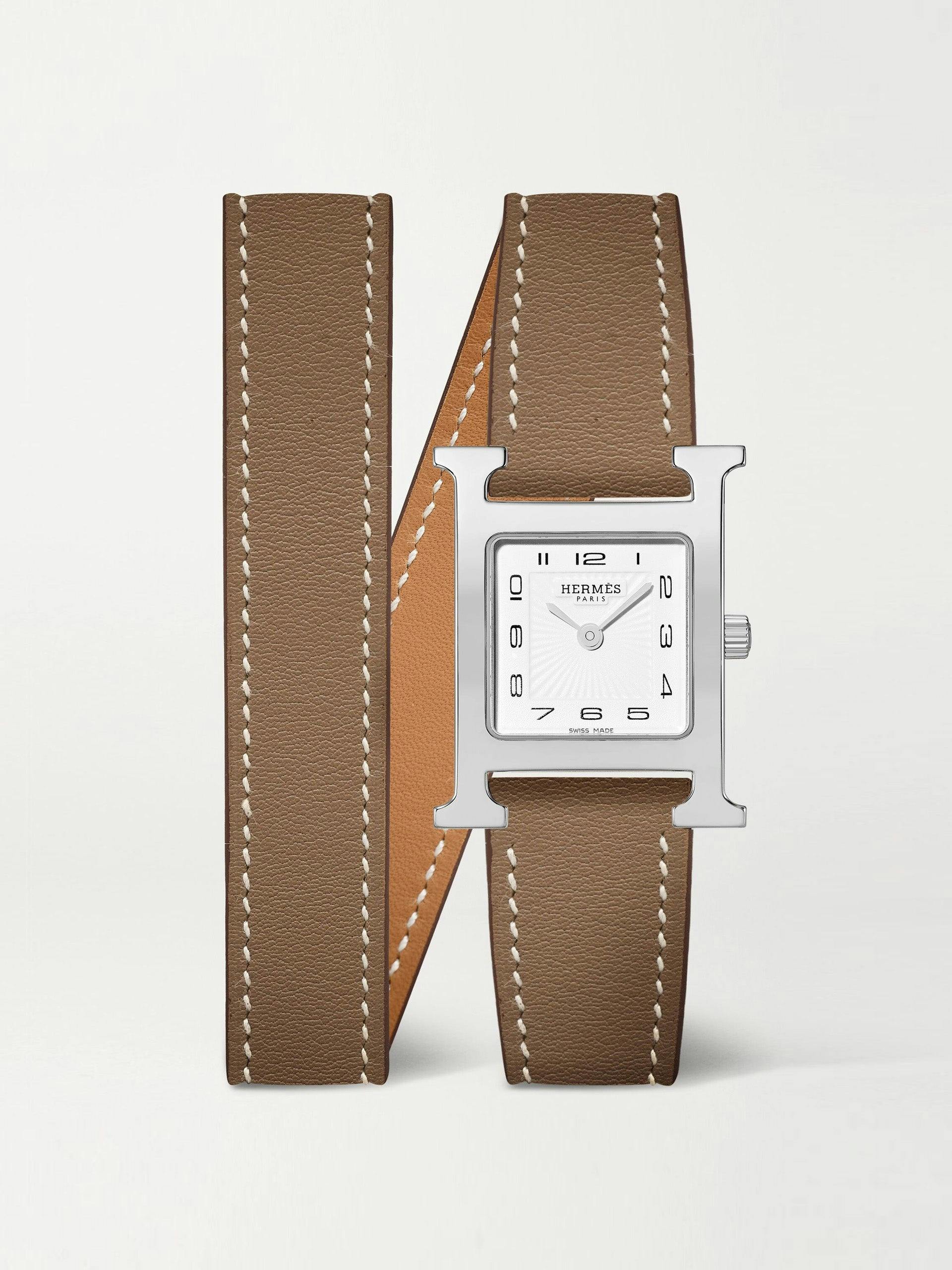 Heure H small stainless steel and leather watch